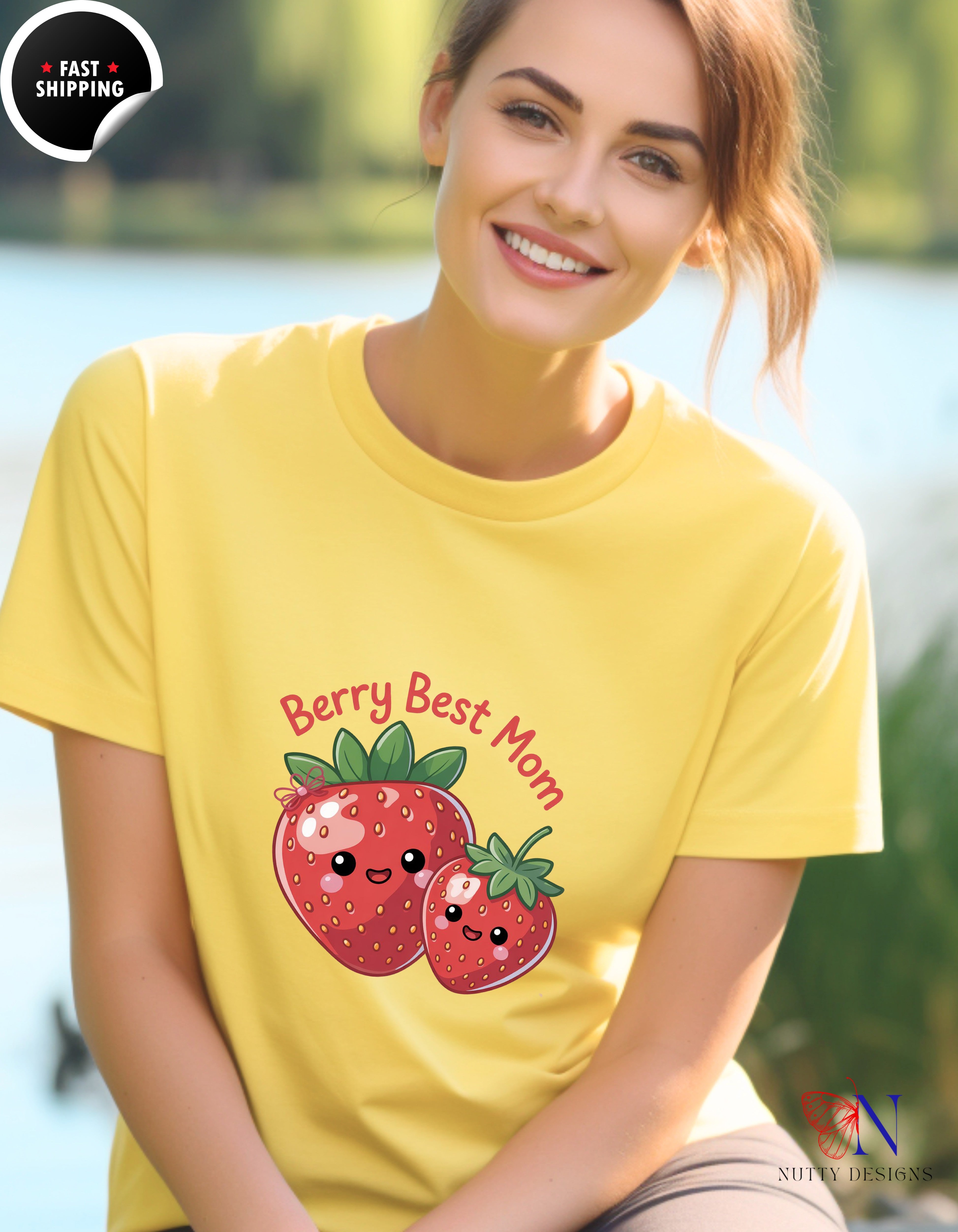 Berry Best Mom t-shirt lifestyle mockup - Mother's Day gift