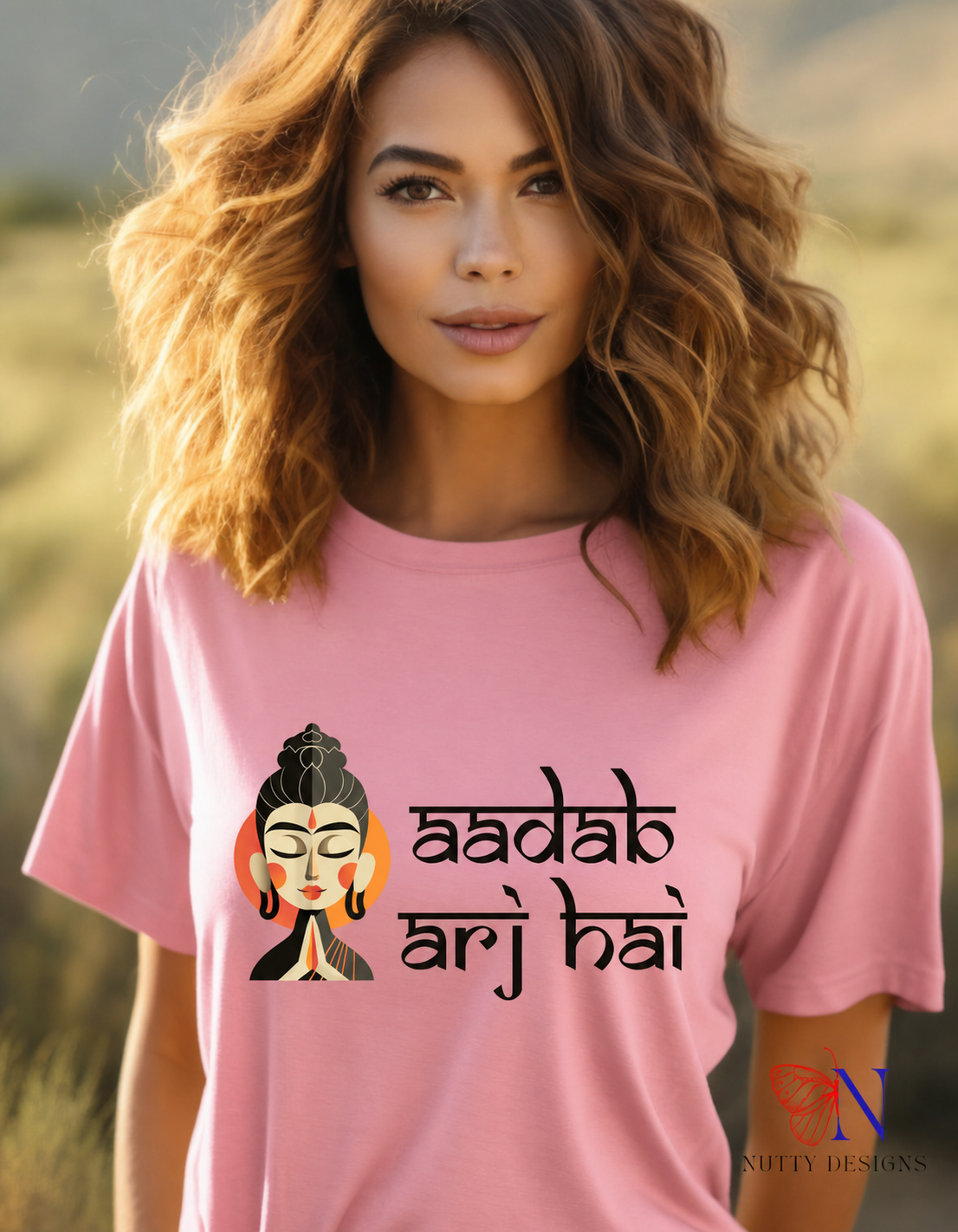 Aadab Arj Hai graphic T-shirt in pink