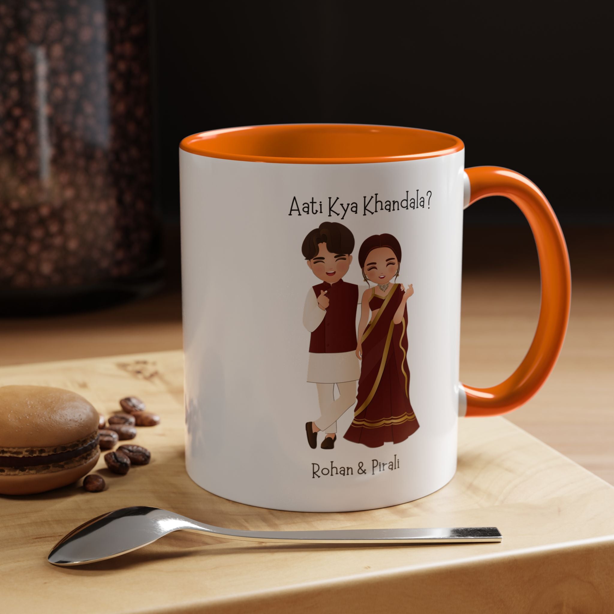 Aati Kya Khandala Bollywood Accent Personalized Funny Romantic Coffee Mug, Desi Anniversary Wedding Valentines Custom Couples Gift Cup