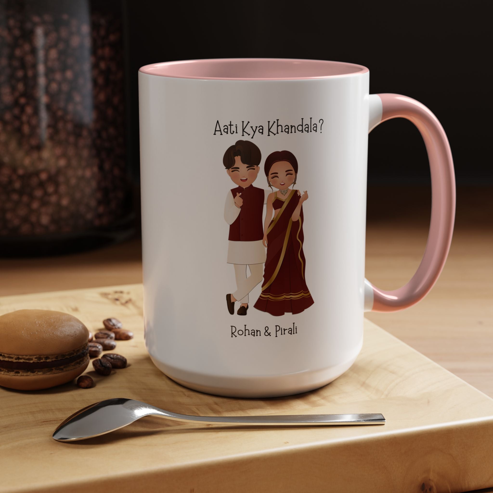 Aati Kya Khandala Bollywood Accent Personalized Funny Romantic Coffee Mug, Desi Anniversary Wedding Valentines Custom Couples Gift Cup