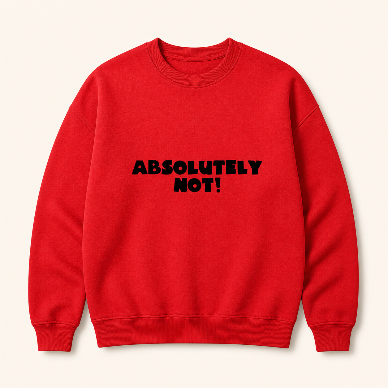 Red Absolutely Not graphic pullover sweatshirt front view