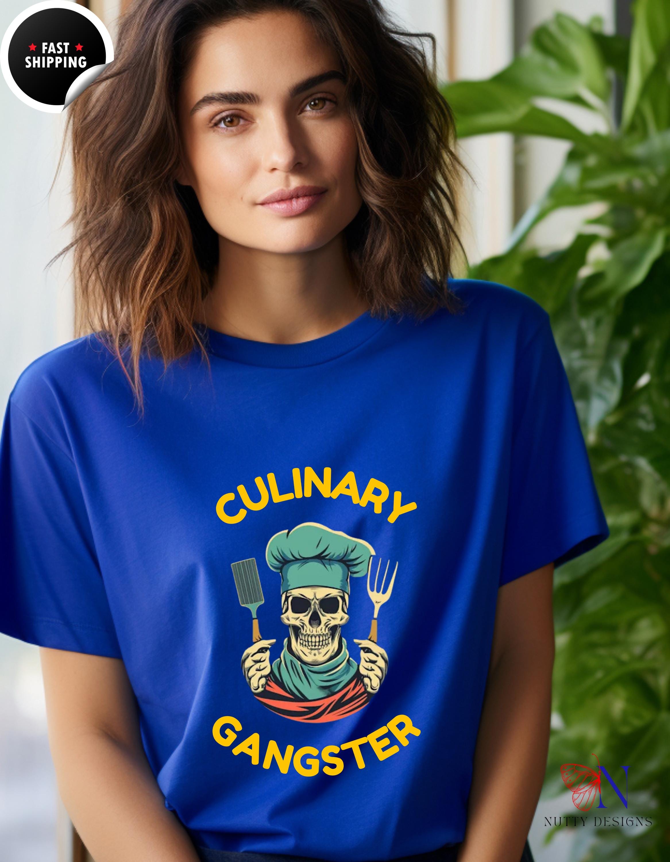 Culinary Gangster Funny Skeleton Tee | Cool Cooking Humor Tee | Gift for Chefs & Food Lovers, funny t shirts