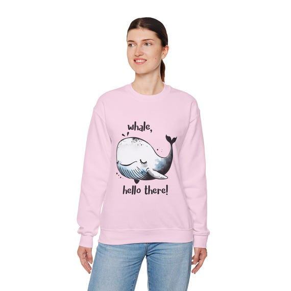 Whale sweatshirt Hello There Watercolor Style Sweatshirt | Cute Ocean-Inspired Pullover | Unique Gift for Sea Lovers & Art Enthusiasts