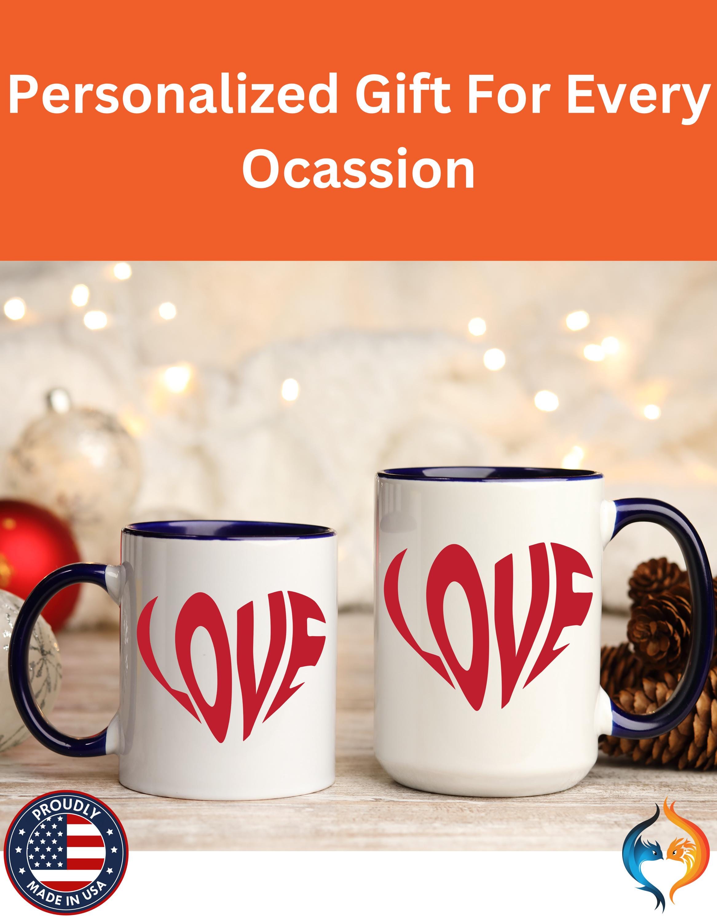 Personalized Mug - Retro Love Accent Cup 11/15oz, Perfect Wedding & Anniversary Gift for Couples, Romantic V-Day Gift