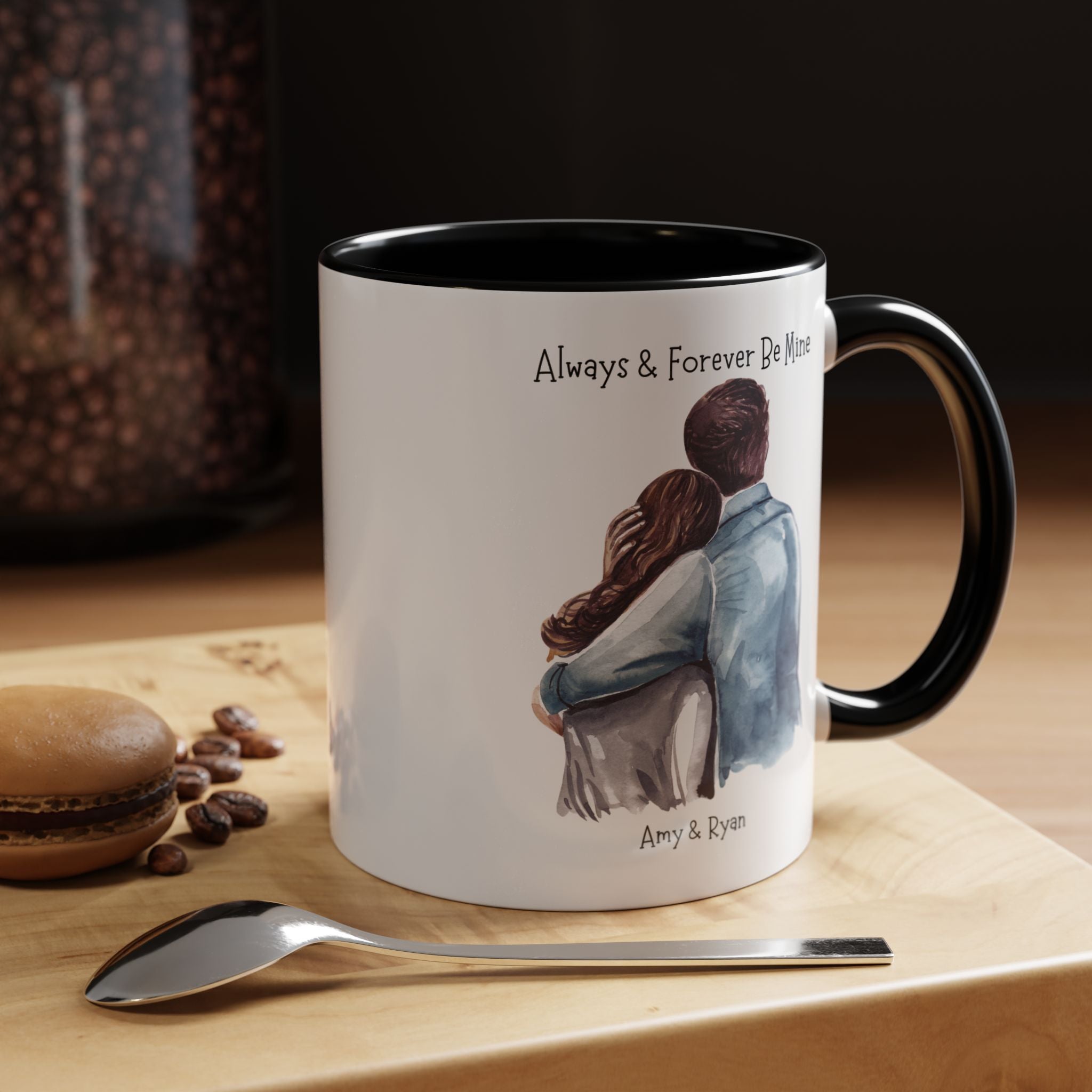 Always and Forever Be Mine Personalized Romantic Mug, Accent Cup 11/15oz, Anniversary Wedding Valentines Gift, V-Day Mug, Couples Gift