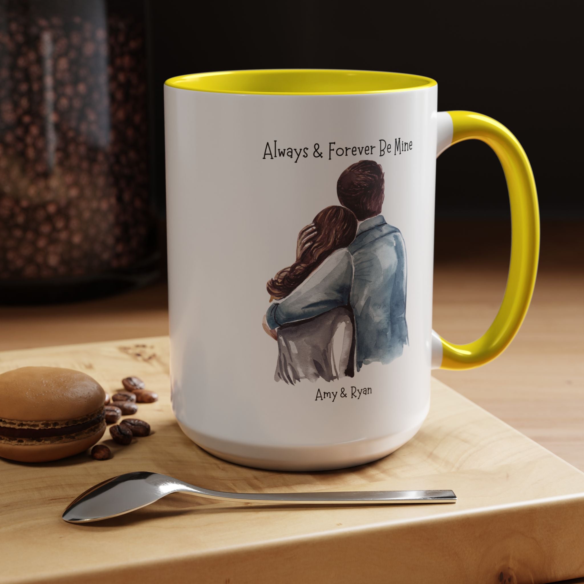 Always and Forever Be Mine Personalized Romantic Mug, Accent Cup 11/15oz, Anniversary Wedding Valentines Gift, V-Day Mug, Couples Gift