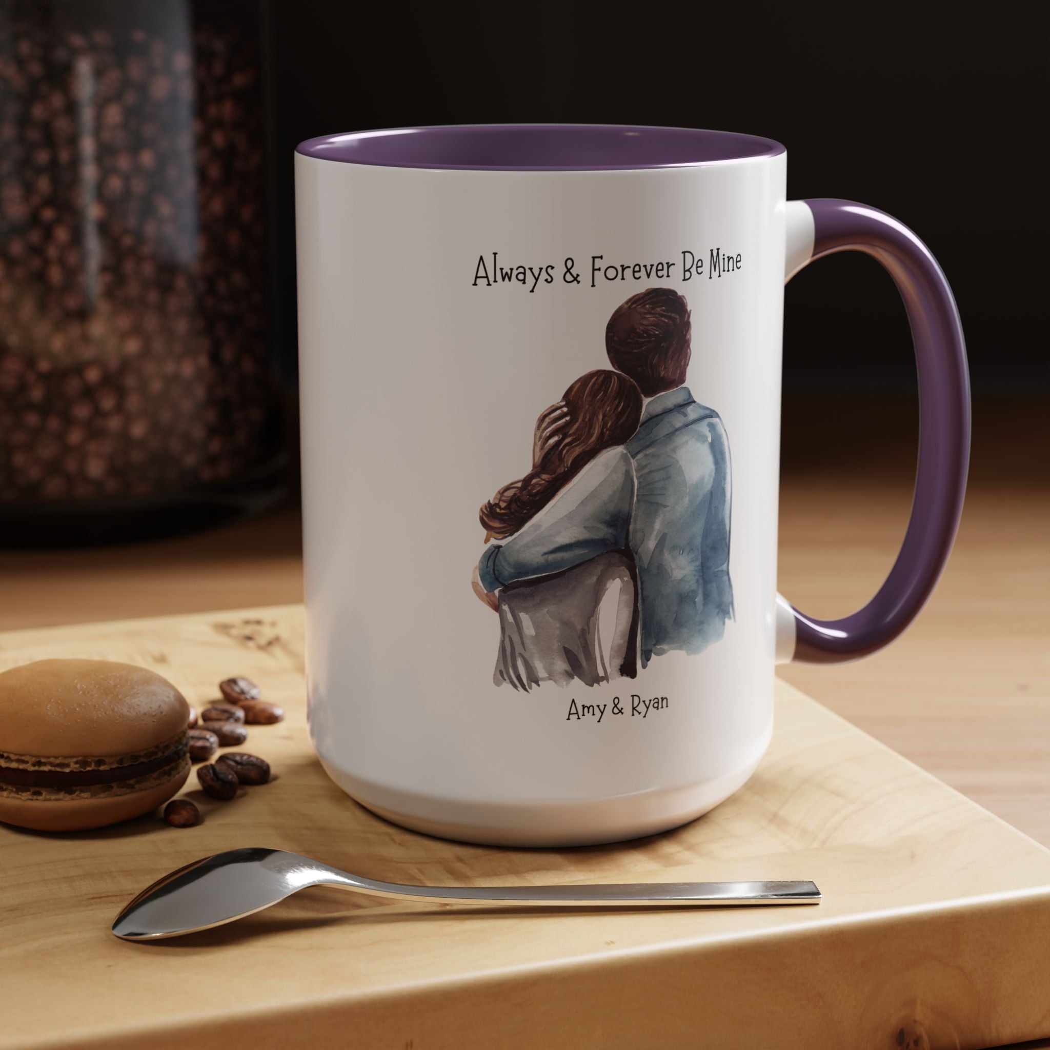 Always and Forever Be Mine Personalized Romantic Mug, Accent Cup 11/15oz, Anniversary Wedding Valentines Gift, V-Day Mug, Couples Gift