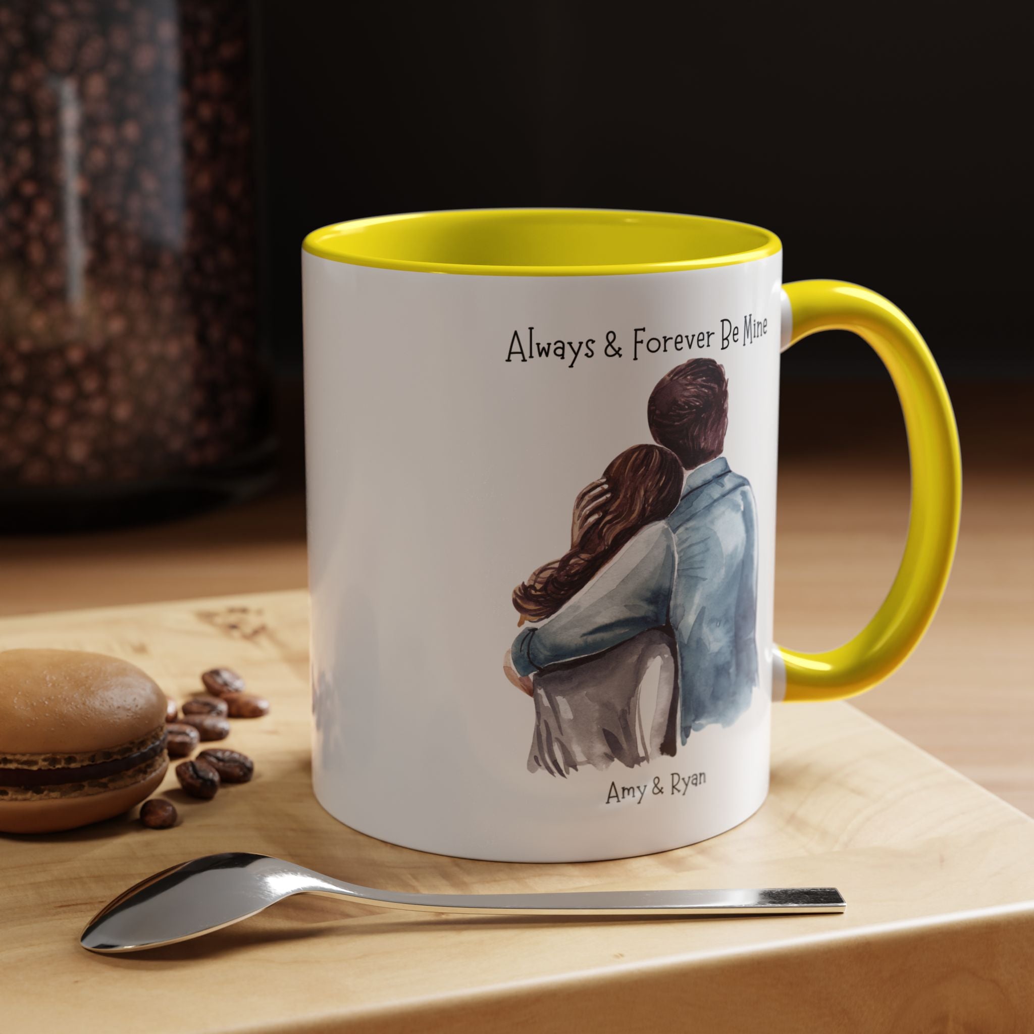 Always and Forever Be Mine Personalized Romantic Mug, Accent Cup 11/15oz, Anniversary Wedding Valentines Gift, V-Day Mug, Couples Gift