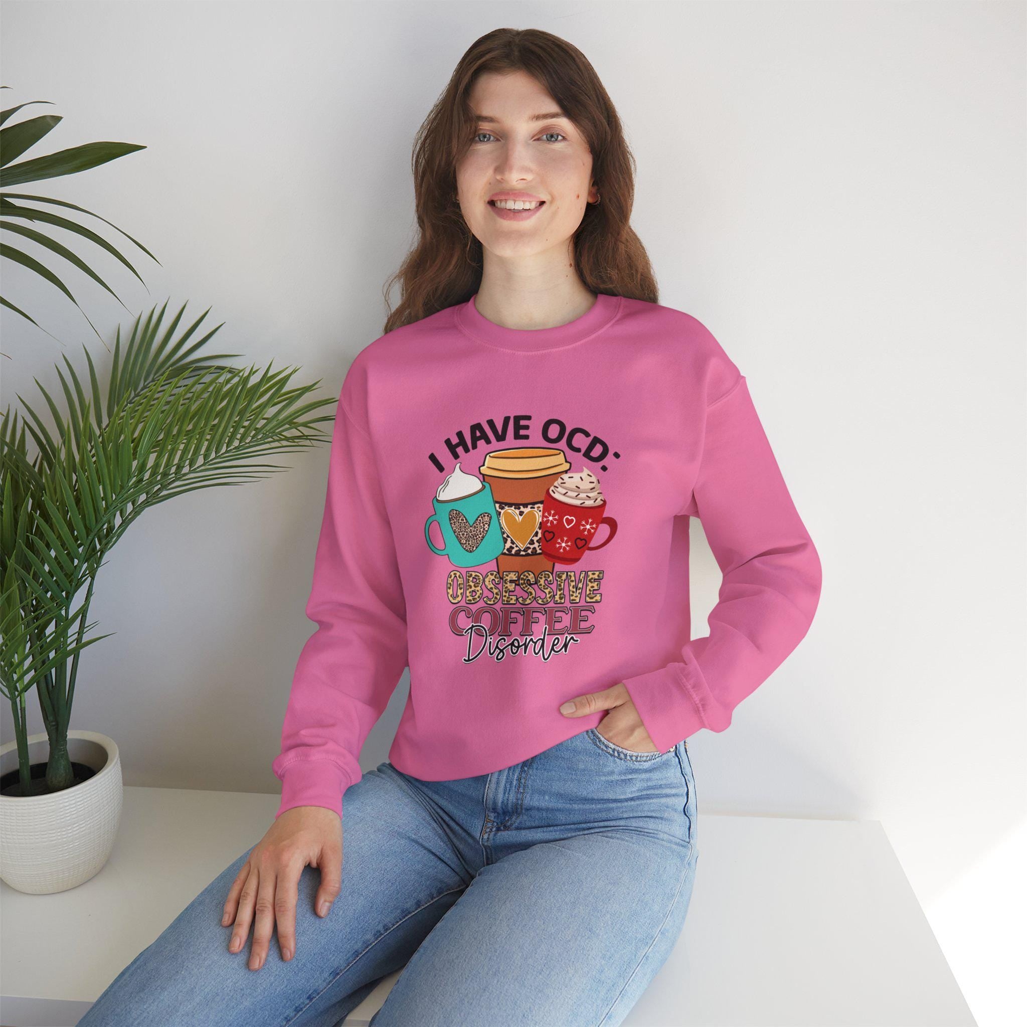 Funny Coffee Lover Gift, OCD Obsessive Coffee Disorder Sweatshirt |  | Cozy Pullover for Caffeine Addicts & Caffeine Enthusiasts