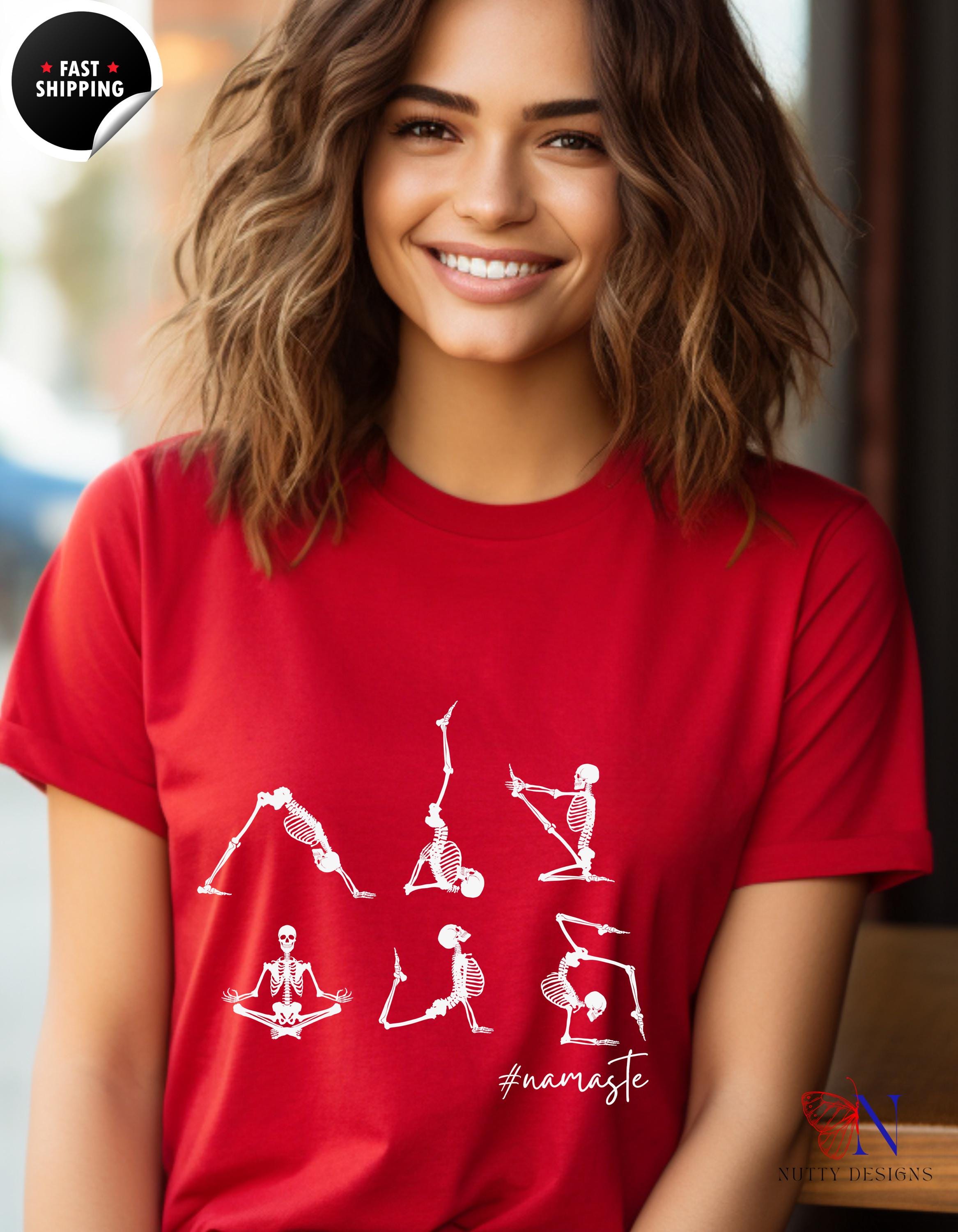 Namaste T-Shirt | Funny Skeleton Doing exercise Tee | Cool Yoga Apparel & Gift for Yoga Lovers