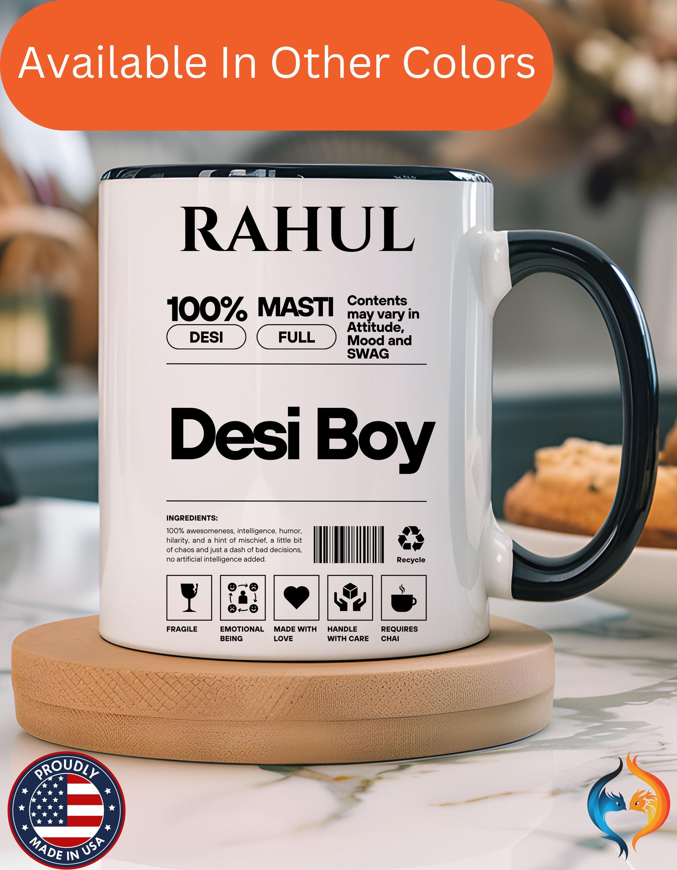 Funny Coffee Mug, Personalized Mug, Desi Boy Desi Roots Indian Accent Chai Cup (11/15oz), Gift Under 20, white elephant, brown humor