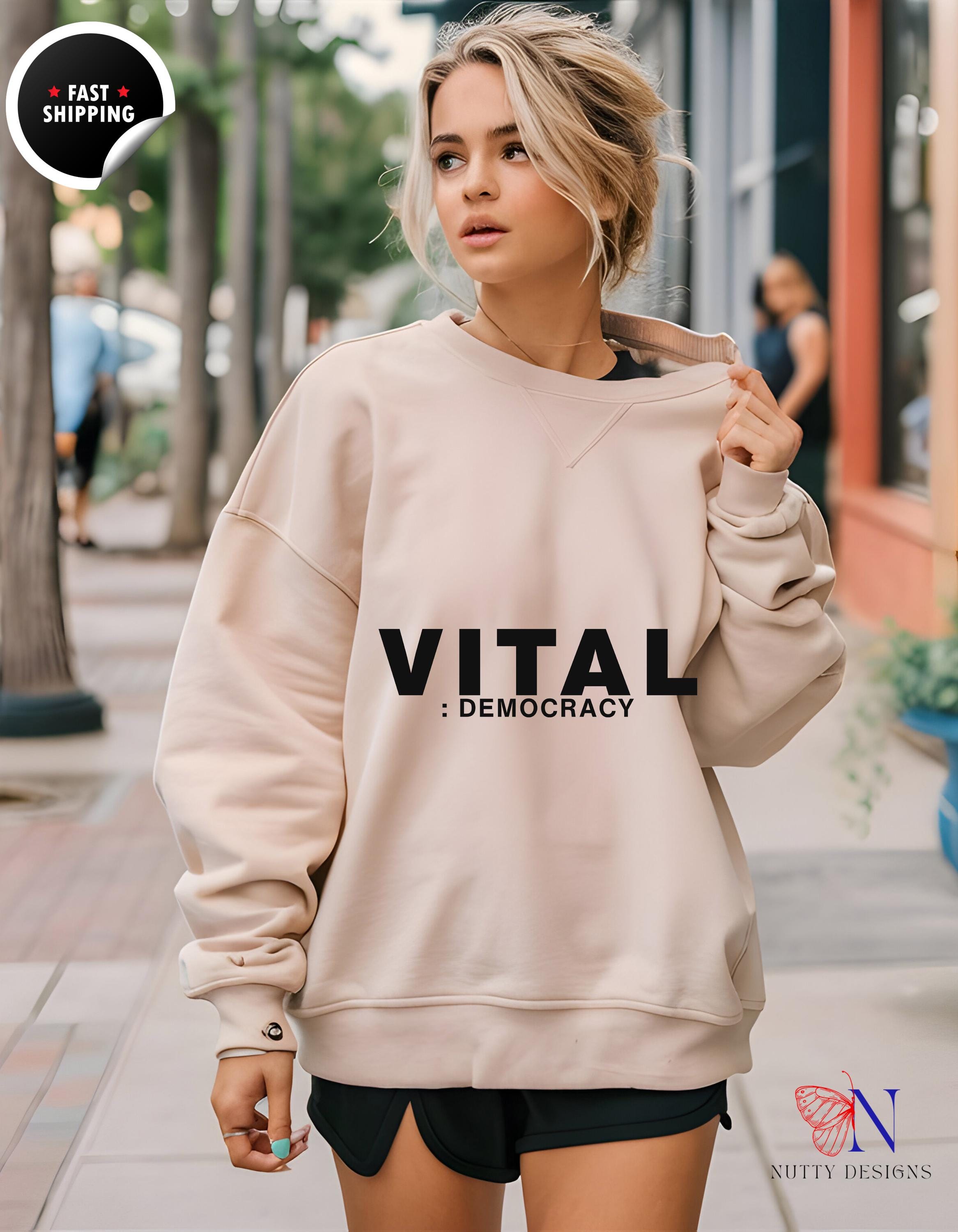Vital Democracy Hoodie – Minimalist Cotton Polyester Blend Fleece Sweatshirt