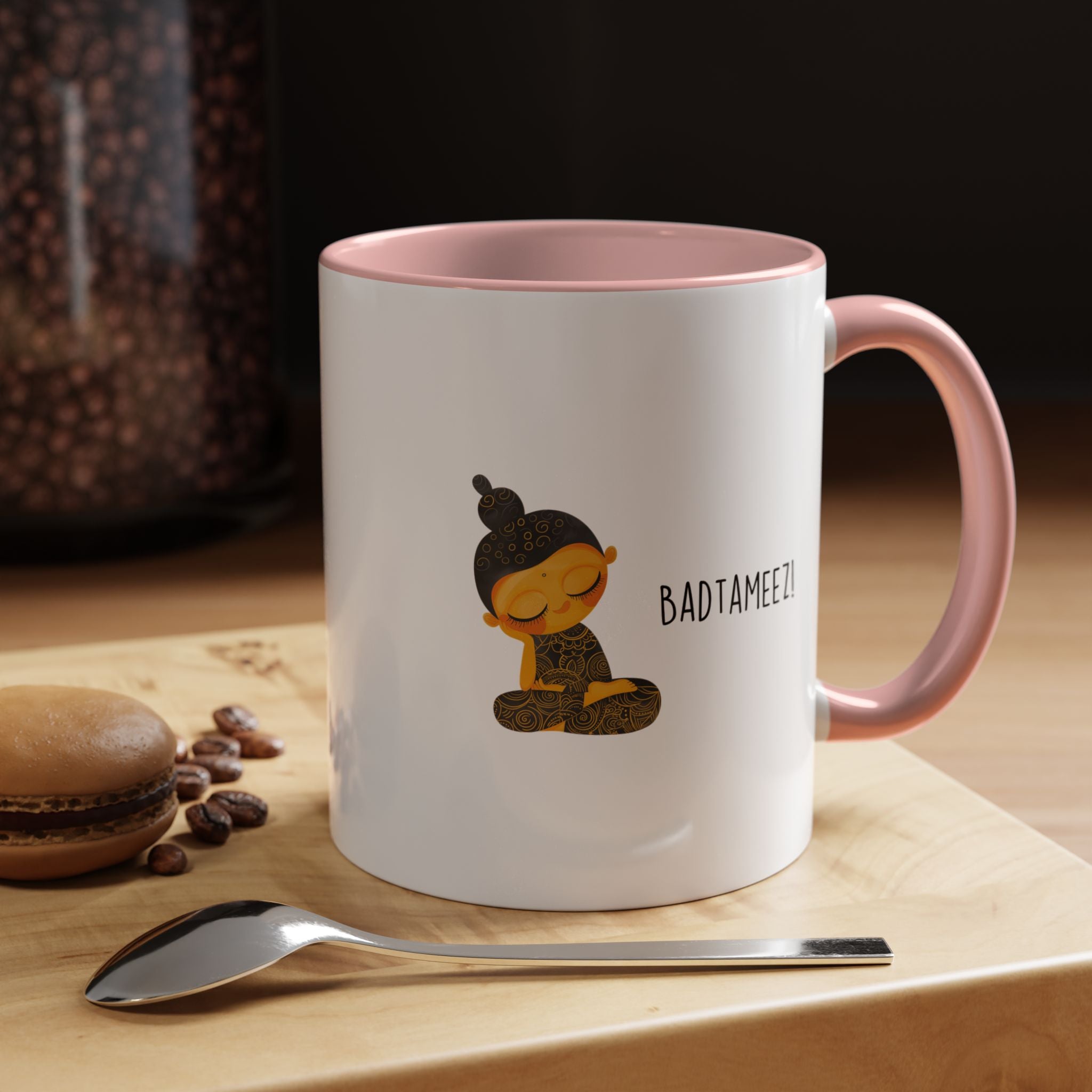 Funny Coffee Mug, Personalized Mug, Desi Roots Mug 'Badtameez' Accent Chai Cup (11/15oz), Indian, Pakistani Gift Under 20, White Elephant