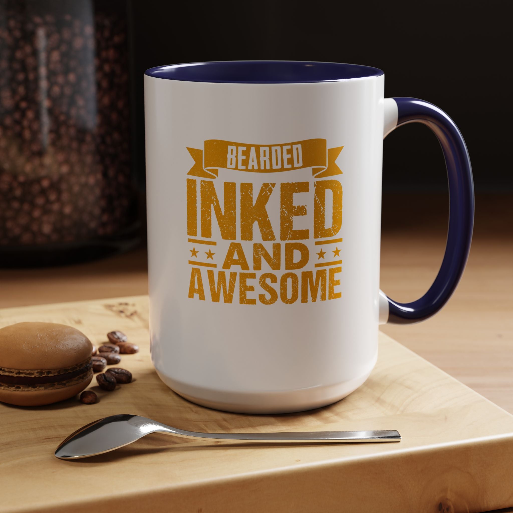 Bearded Inked and Awesome | Funny Coffee Mug, Sarcastic Tea Cup, Unique Gift Idea