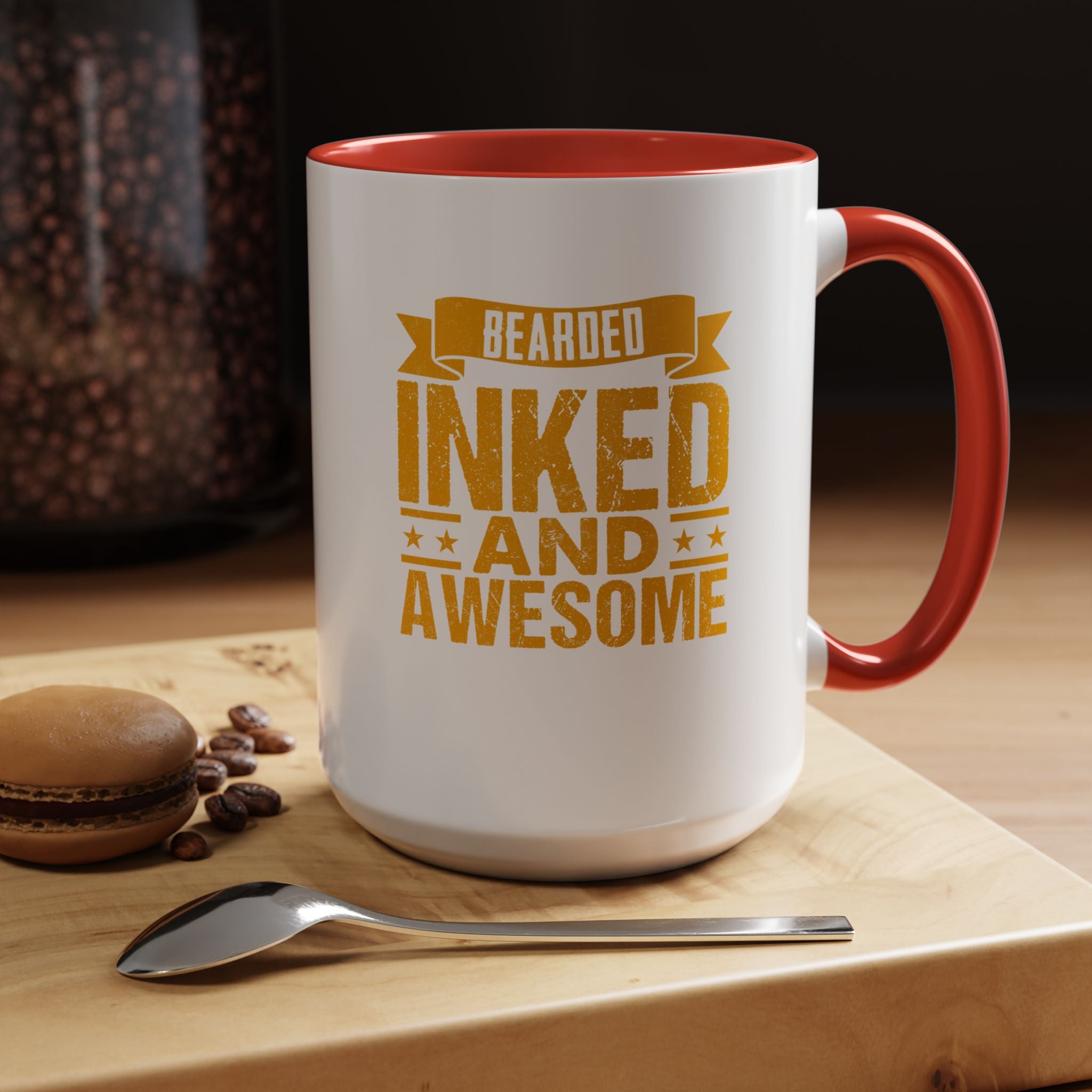 Bearded Inked and Awesome | Funny Coffee Mug, Sarcastic Tea Cup, Unique Gift Idea