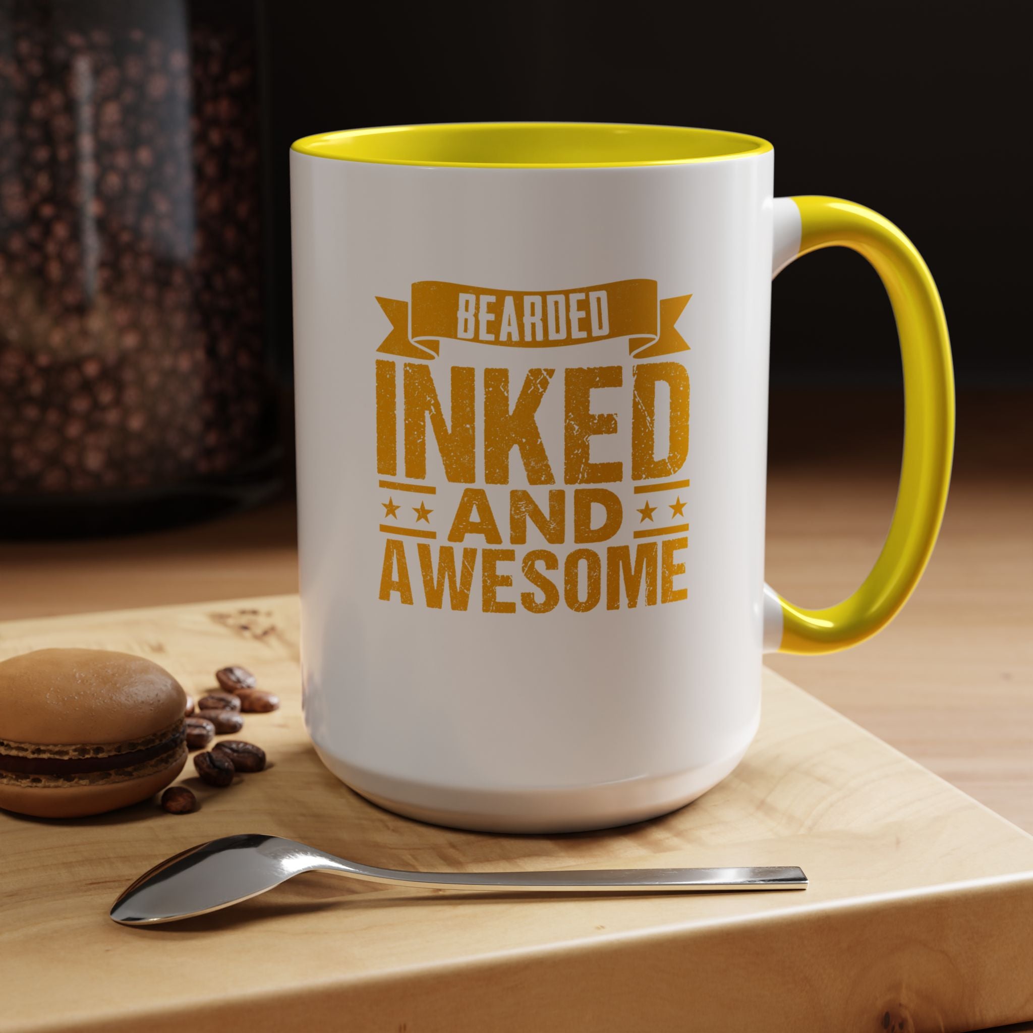 Bearded Inked and Awesome | Funny Coffee Mug, Sarcastic Tea Cup, Unique Gift Idea