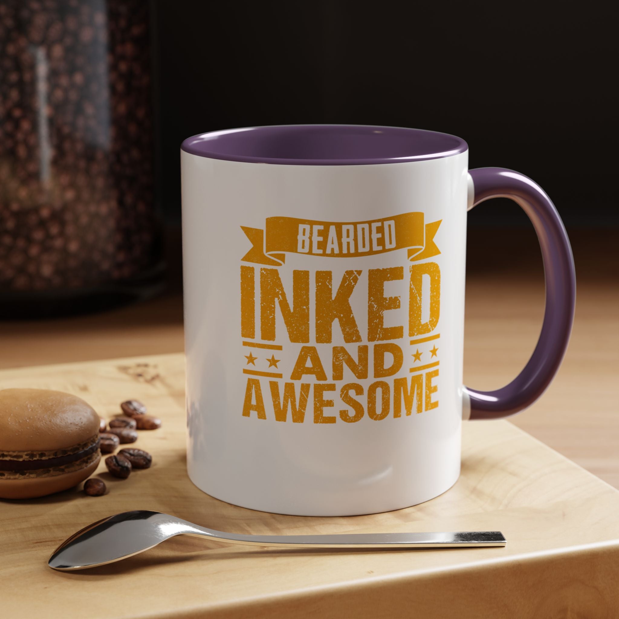 Bearded Inked and Awesome | Funny Coffee Mug, Sarcastic Tea Cup, Unique Gift Idea