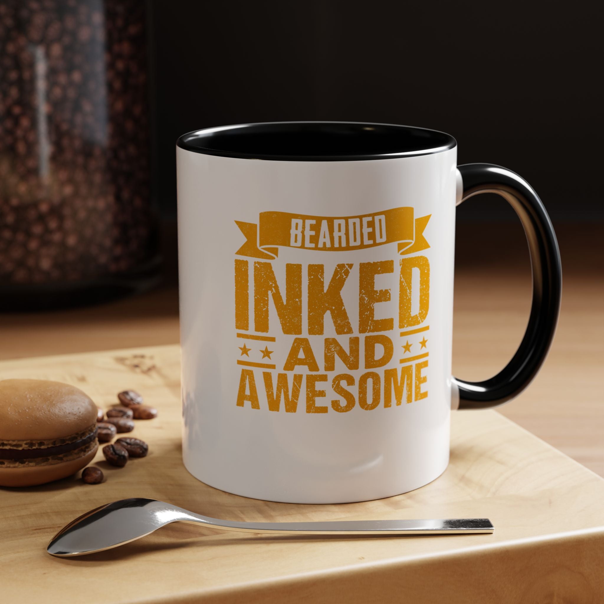 Bearded Inked and Awesome | Funny Coffee Mug, Sarcastic Tea Cup, Unique Gift Idea