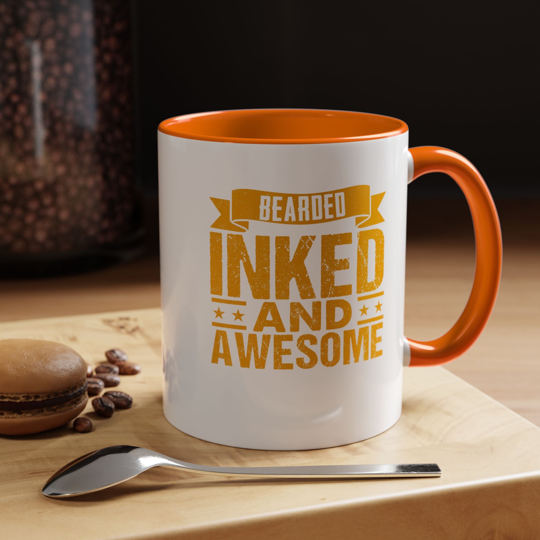 Bearded Inked and Awesome | Funny Coffee Mug, Sarcastic Tea Cup, Unique Gift Idea