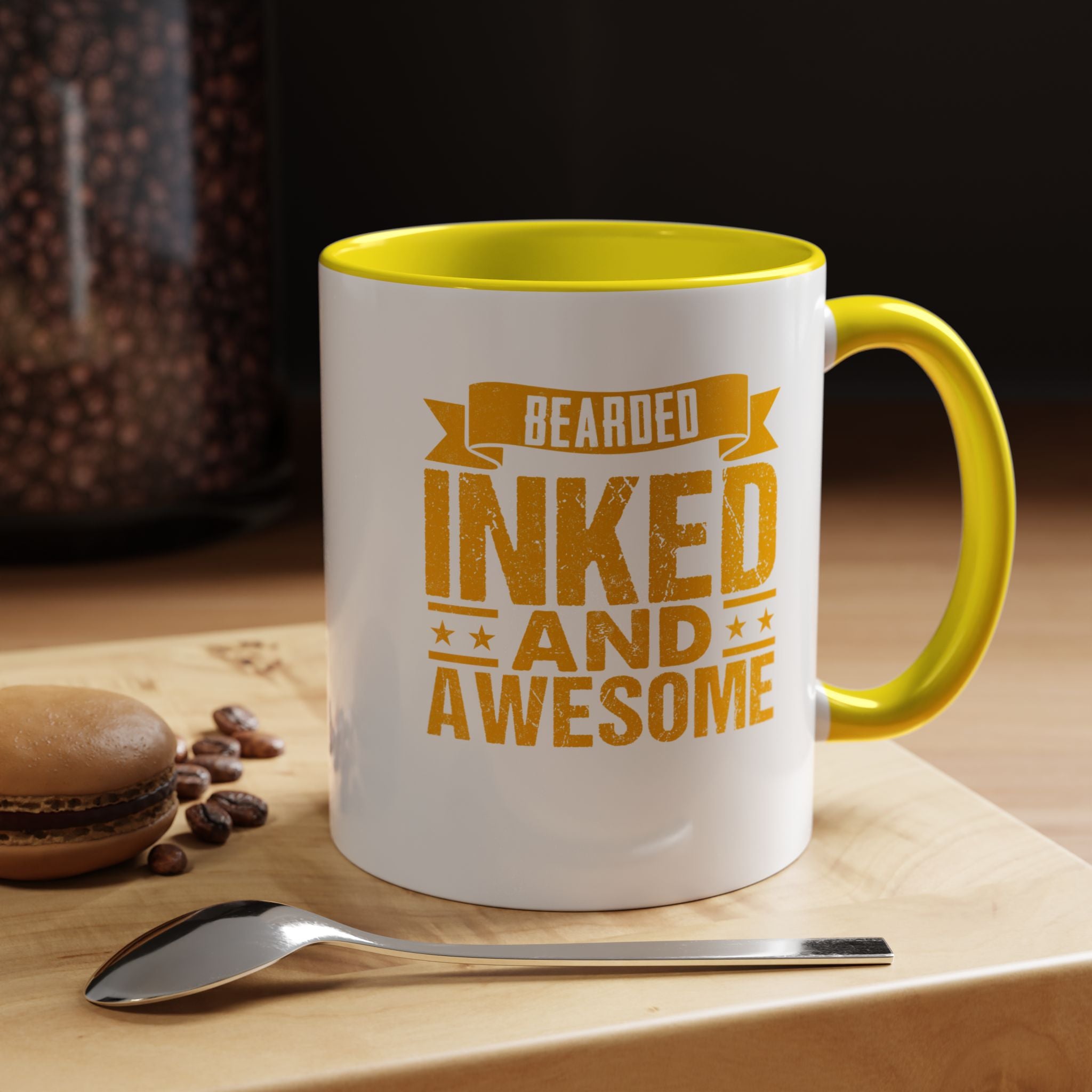 Bearded Inked and Awesome | Funny Coffee Mug, Sarcastic Tea Cup, Unique Gift Idea