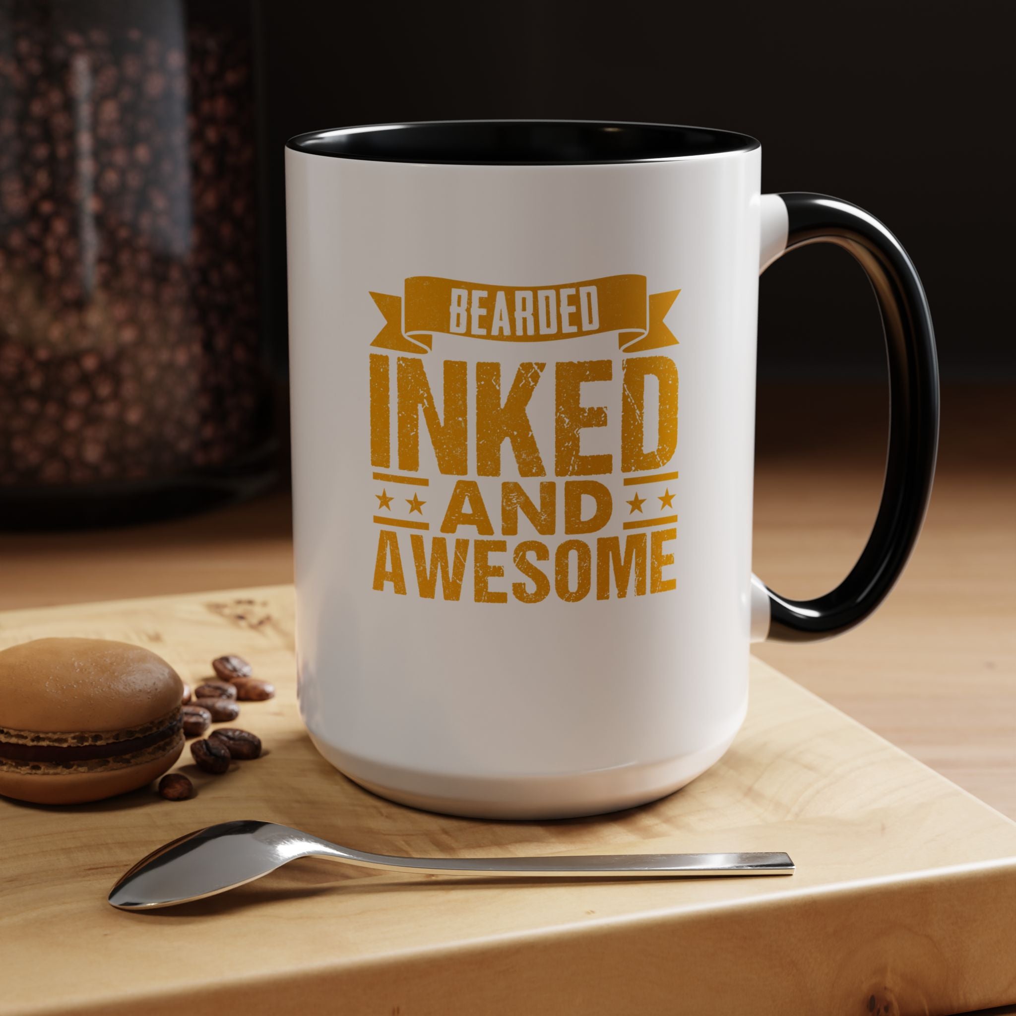 Bearded Inked and Awesome | Funny Coffee Mug, Sarcastic Tea Cup, Unique Gift Idea