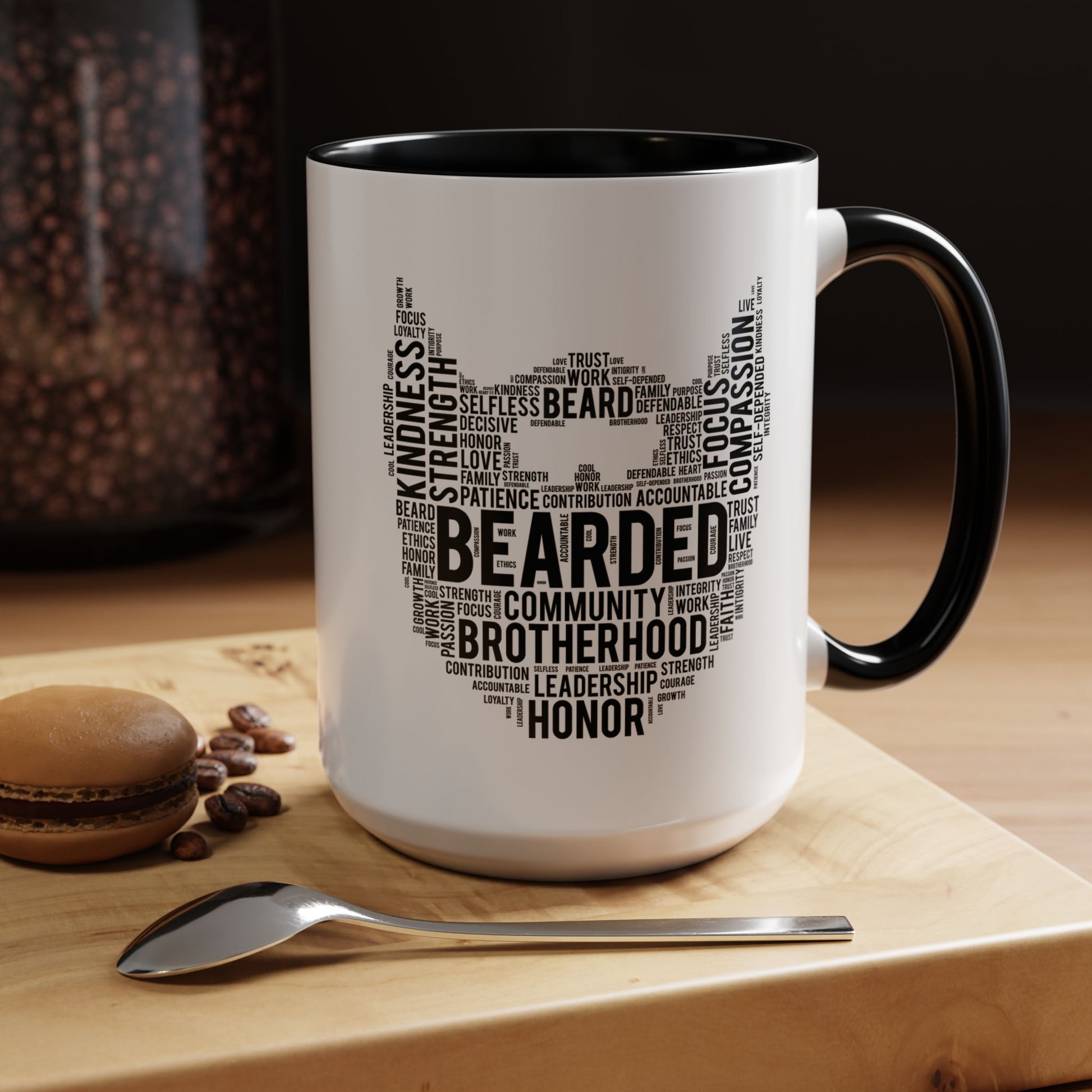 Bearded Funny Coffee Mug with word art design, perfect sarcastic tea cup and unique gift idea for friends and family.