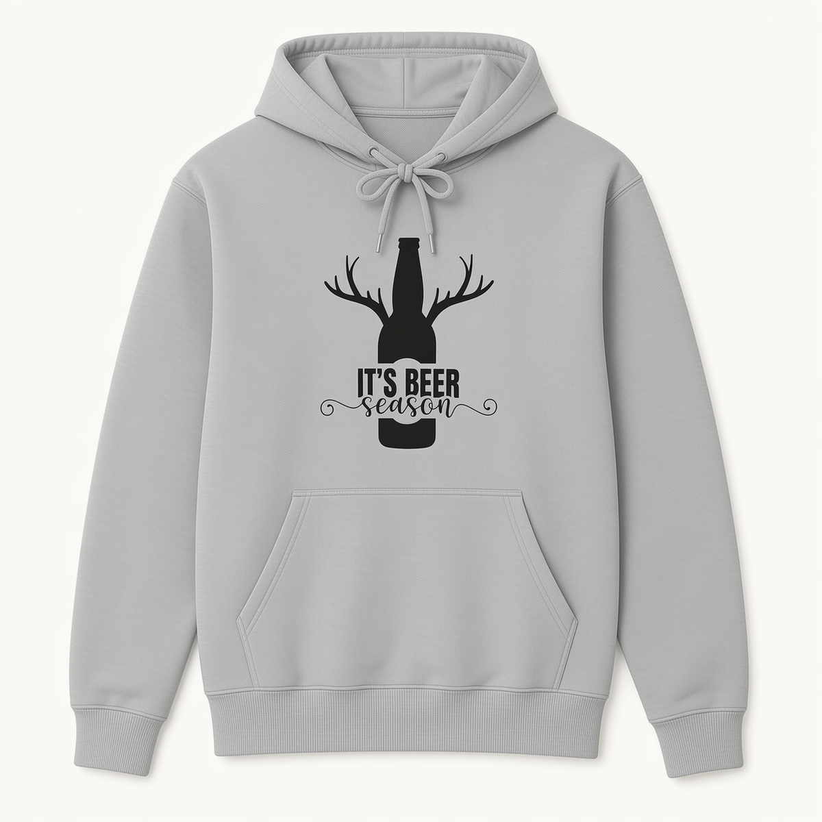 Beer Season antlered beer bottle graphic sport grey hoodie front product image