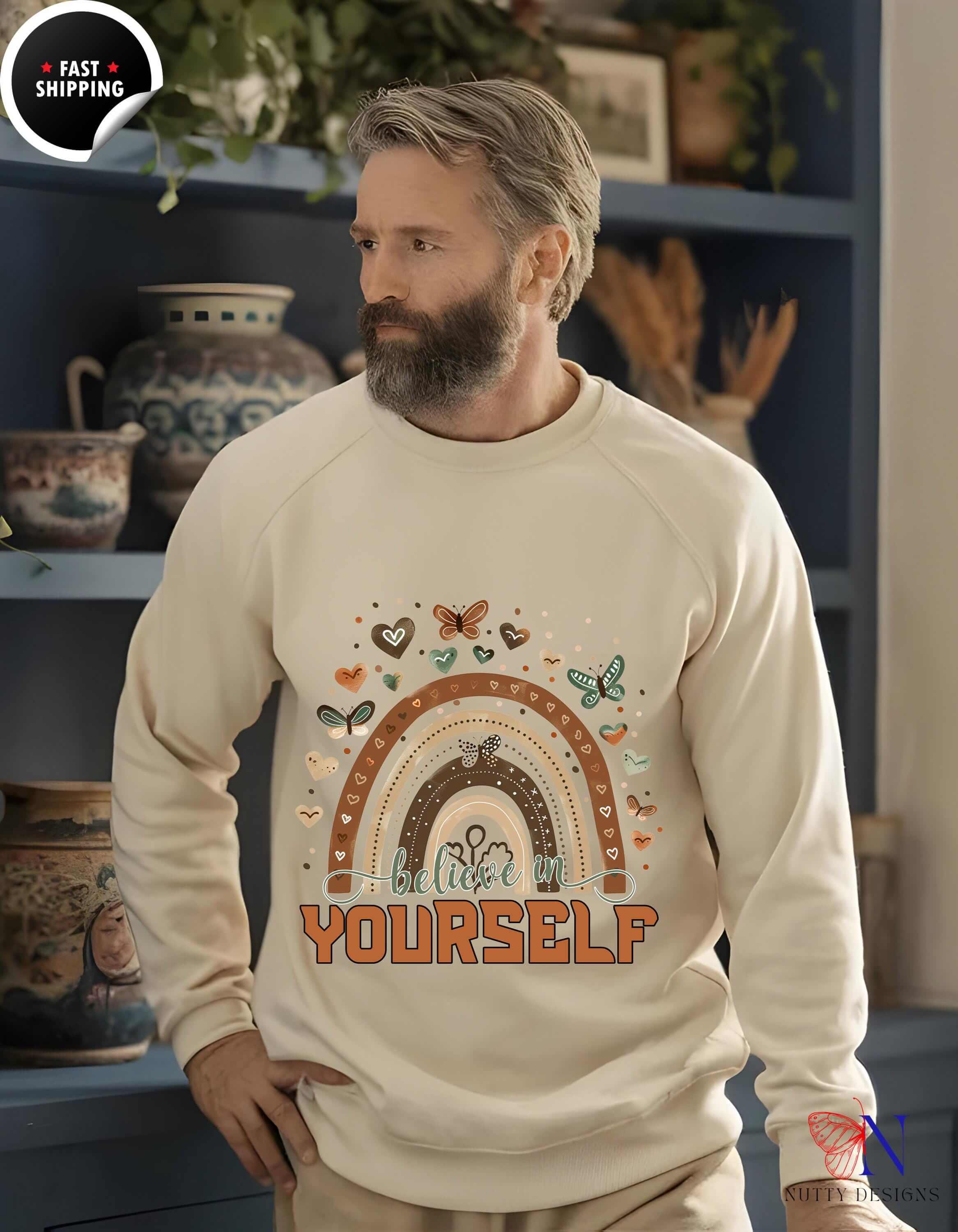 Believe in Yourself Sweatshirt, Inspirational Sweater, Motivational Gift for Her, Unisex Crewneck, Be Yourself top, Self Confidence Shirt