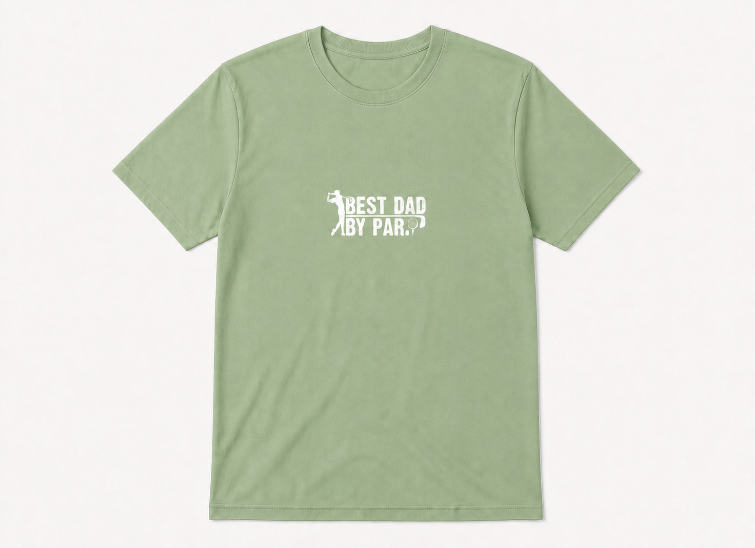 Best Dad by Par distressed golf gift graphic on light green unisex T-shirt, front product image