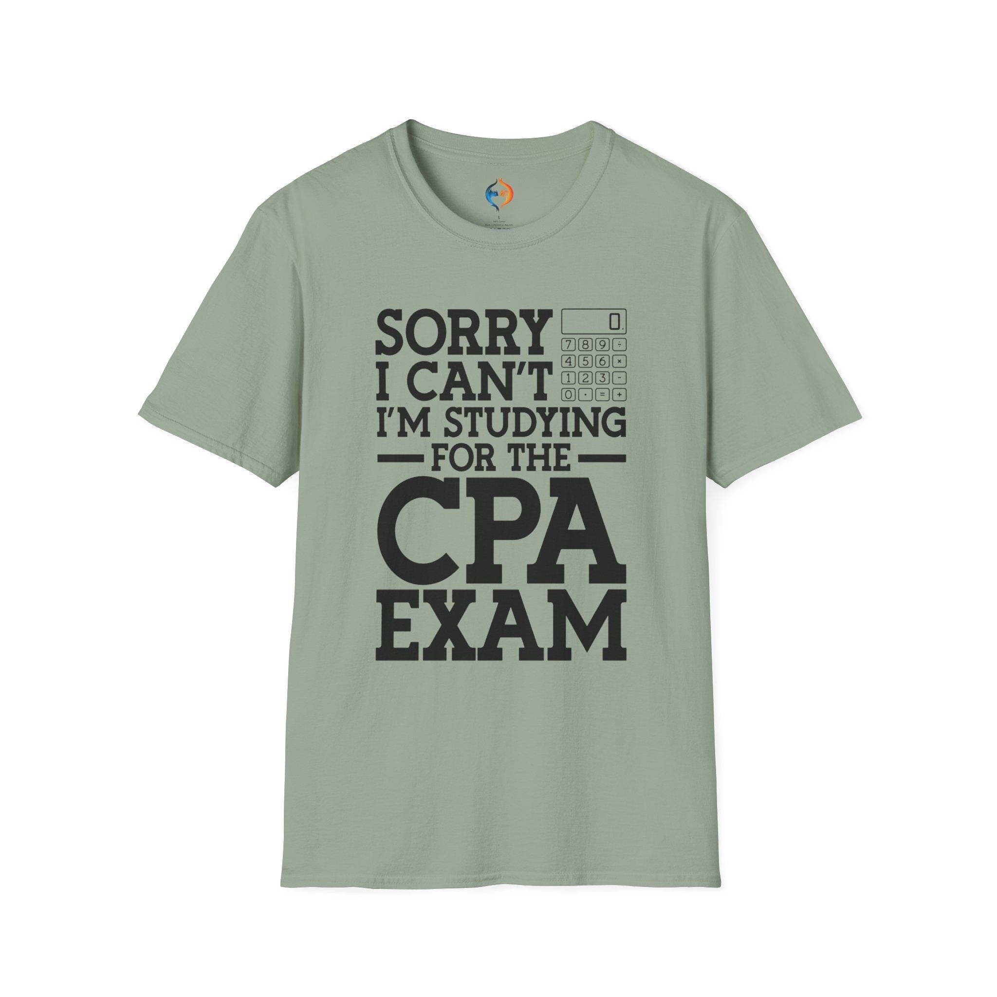 CPA Exam Funny tee, Sorry I Can't I'M Studying for The CPA Exam Funny T-Shirt, Study Humor Tee, Accounting Student gift, white elephant gi