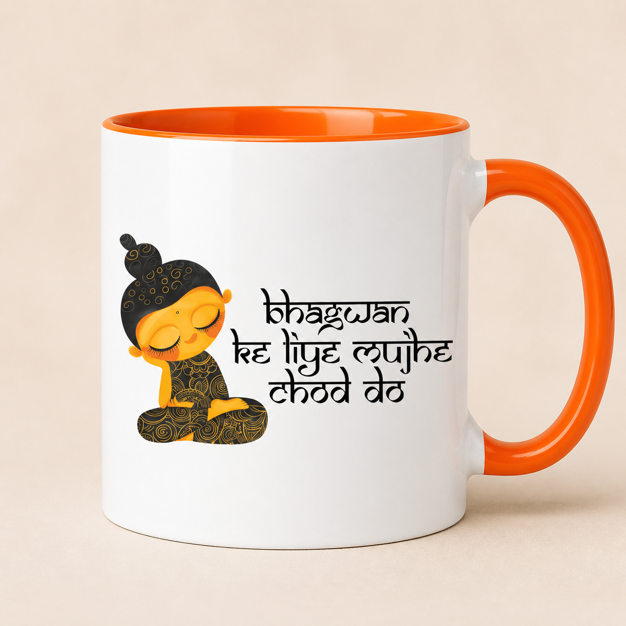 Bhagwan Ke Liye Mujhe Chod Do orange accent mug product image