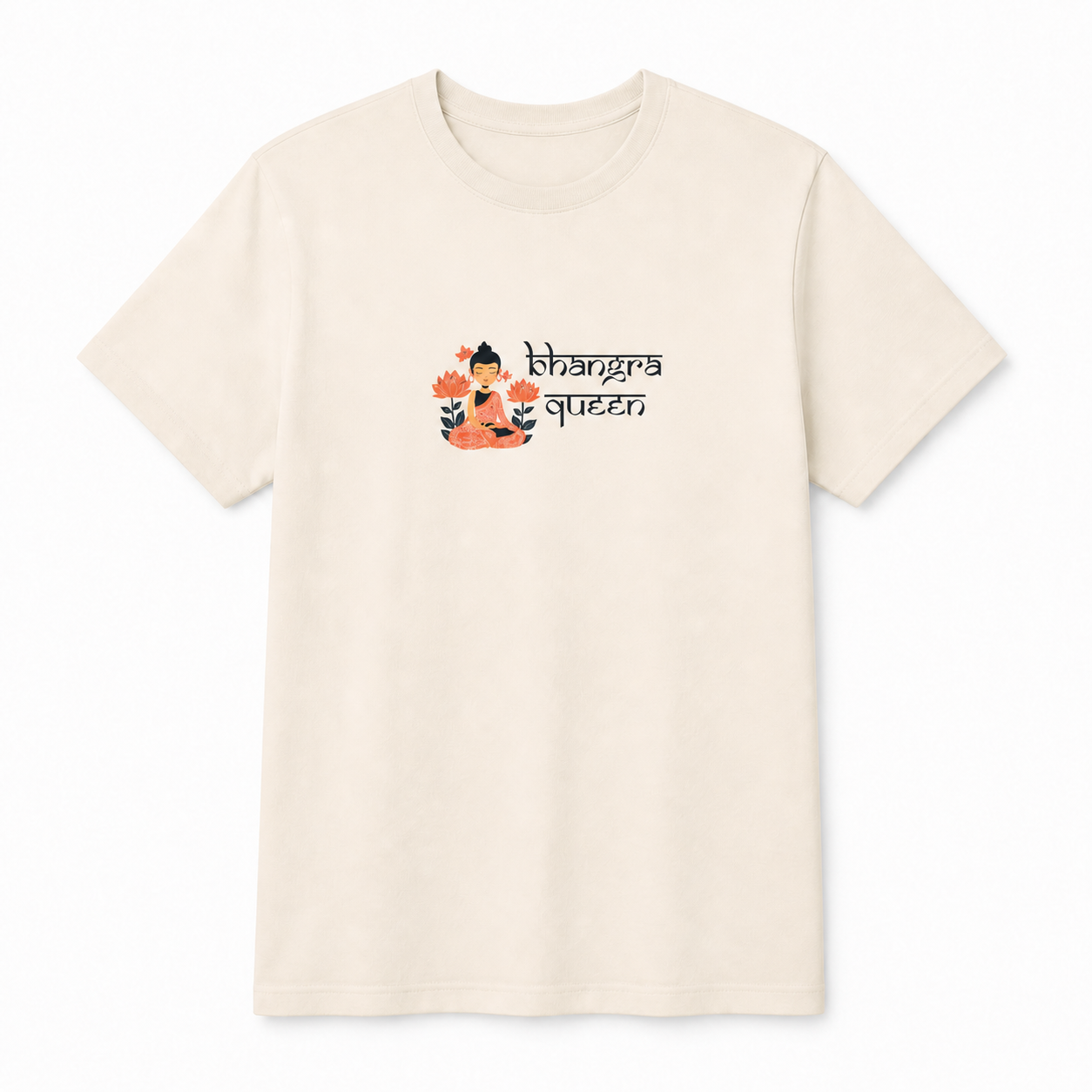 Bhangra Queen Desi pride graphic on natural unisex T-shirt, front product image