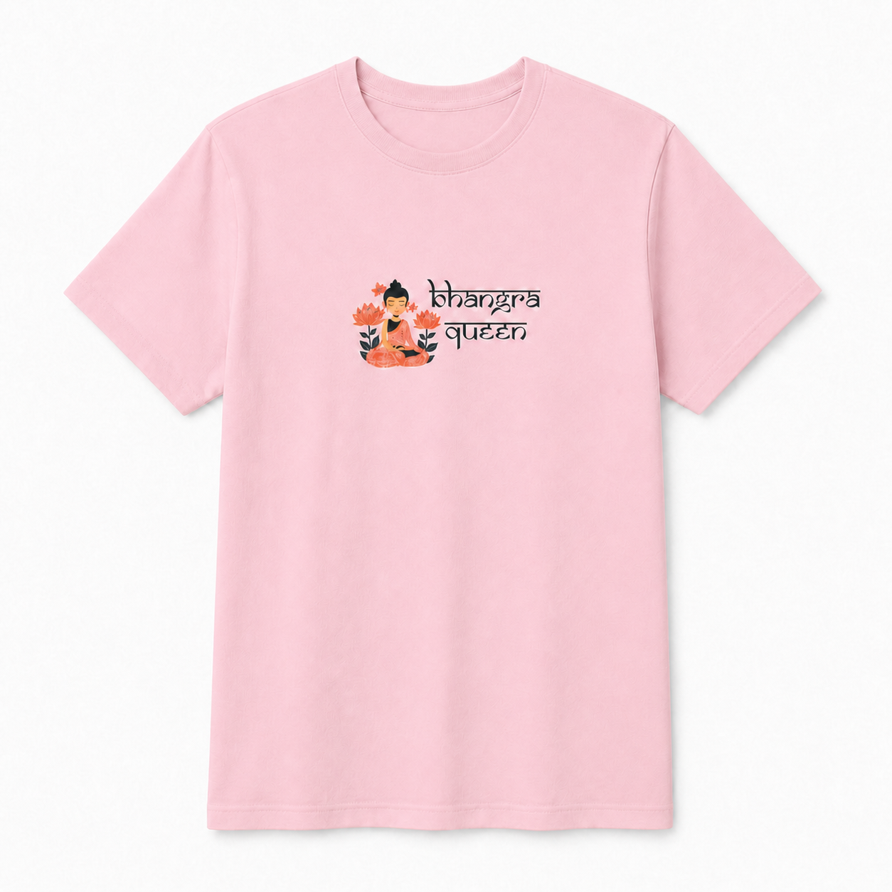 Bhangra Queen Desi pride graphic on pink unisex T-shirt, front product image