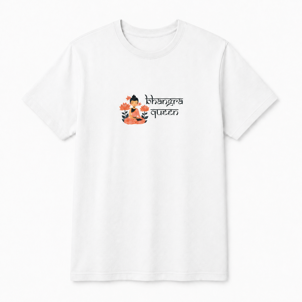 Bhangra Queen Desi pride graphic on white unisex T-shirt, front product image