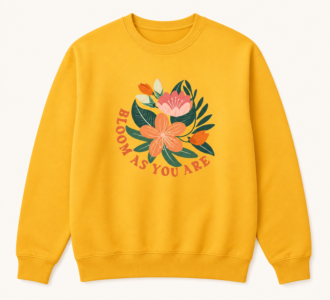 Bloom As You Are floral gold sweatshirt front product image