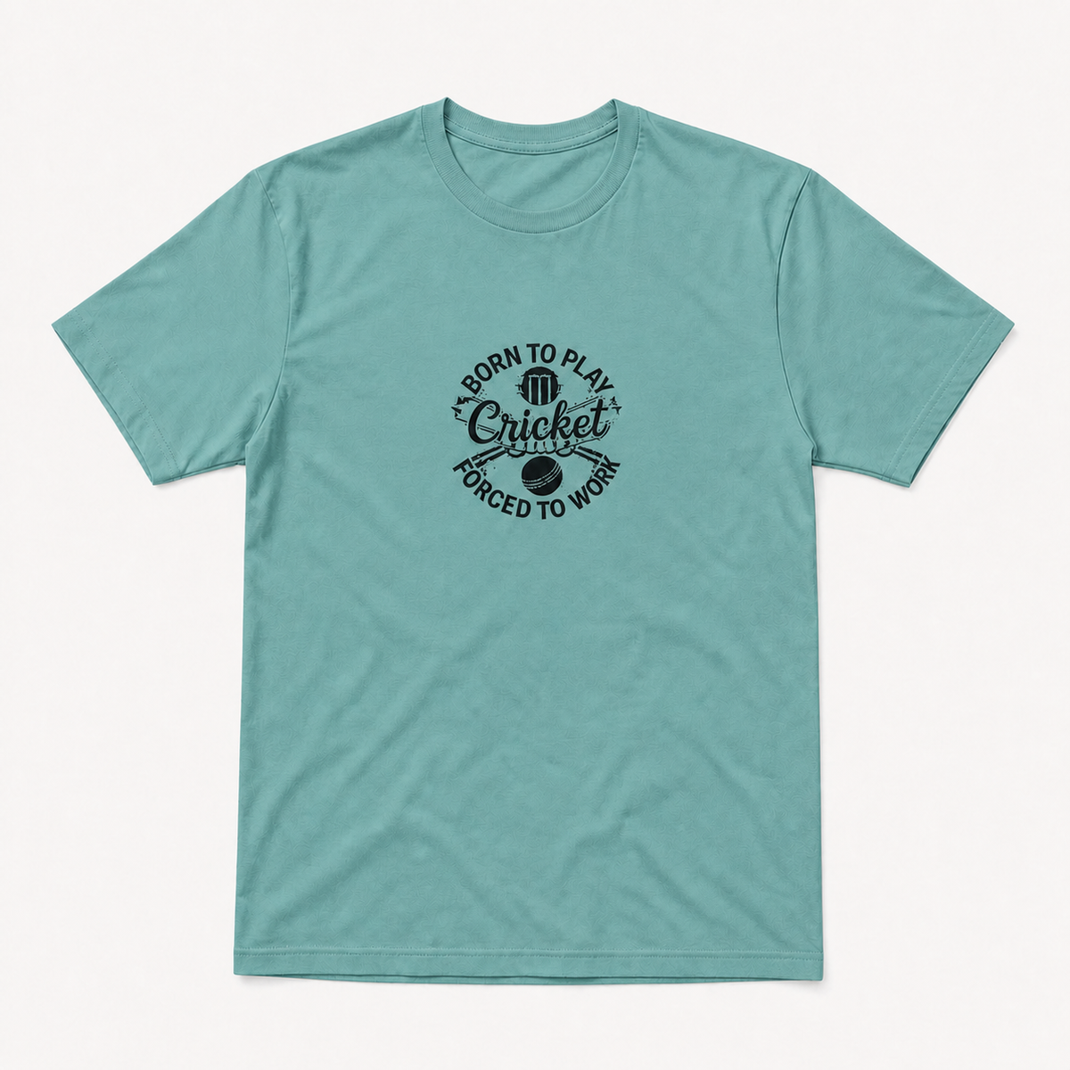 Born to Play Cricket Forced to Work graphic on island reef unisex T-shirt, front product image