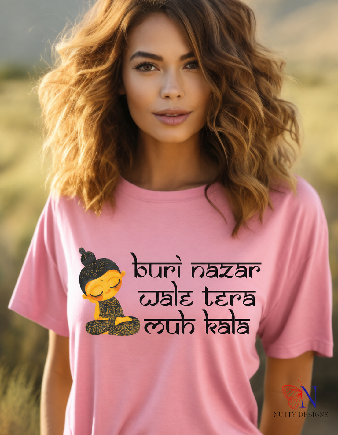 Buri Nazar Wale graphic T-shirt in pink