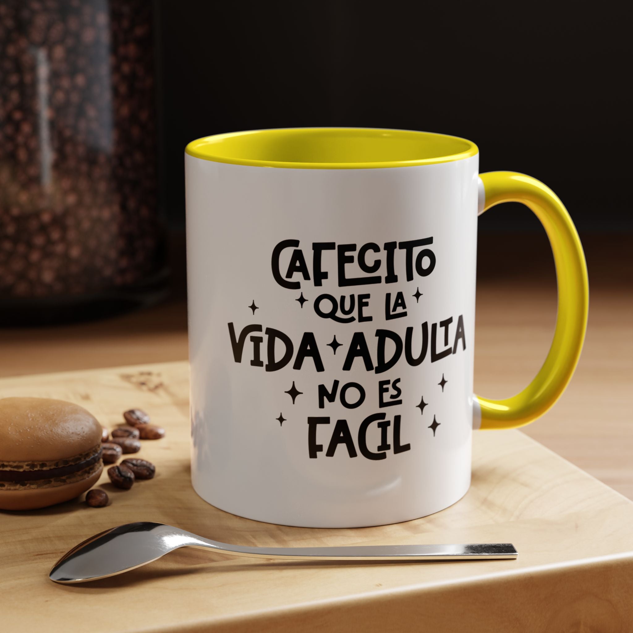 Cafecito Que La Vida Adulta No Es Fácil | Funny Coffee Mug, Sarcastic Tea Cup, Unique Gift Idea
