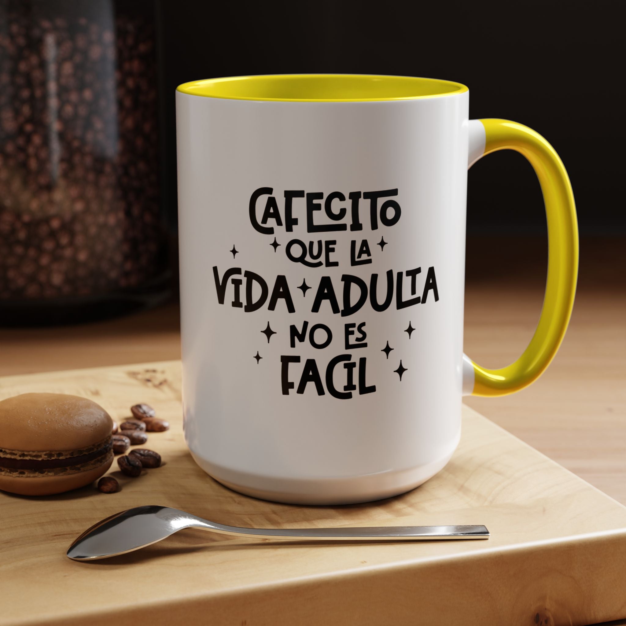 Cafecito Que La Vida Adulta No Es Fácil | Funny Coffee Mug, Sarcastic Tea Cup, Unique Gift Idea
