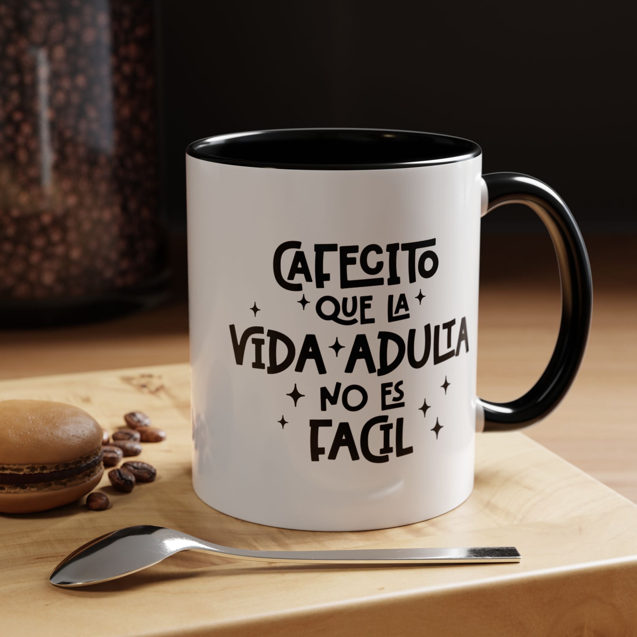 Cafecito Que La Vida Adulta No Es Fácil | Funny Coffee Mug, Sarcastic Tea Cup, Unique Gift Idea