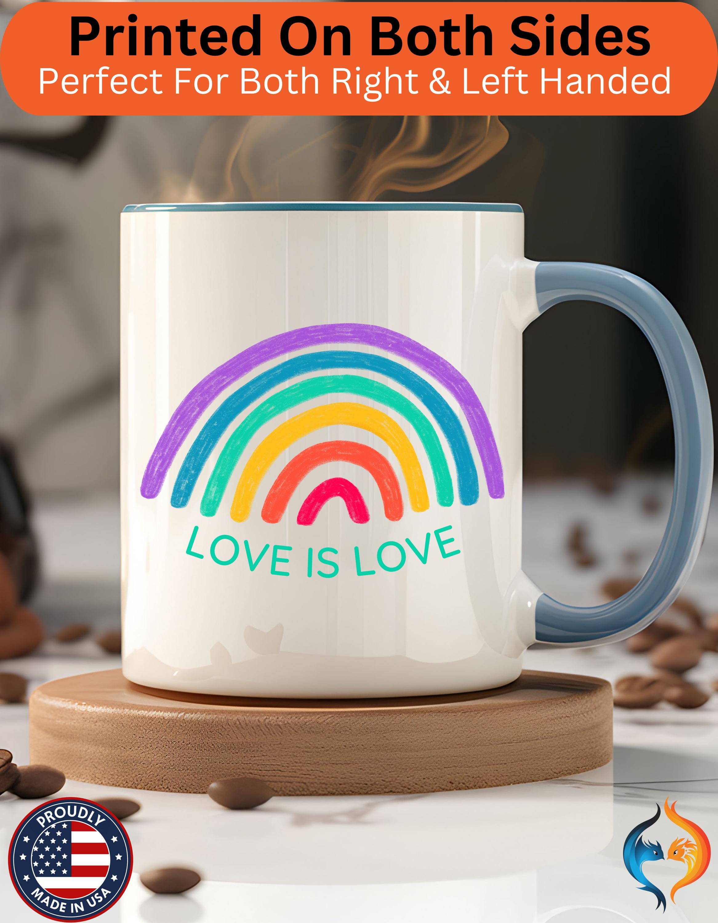 Funny Coffee Mug, Personalized Mug, Love Is Love, LGBTQ Lover Accent Cup 11/15oz, Anniversary Wedding Valentines Romantic Gift