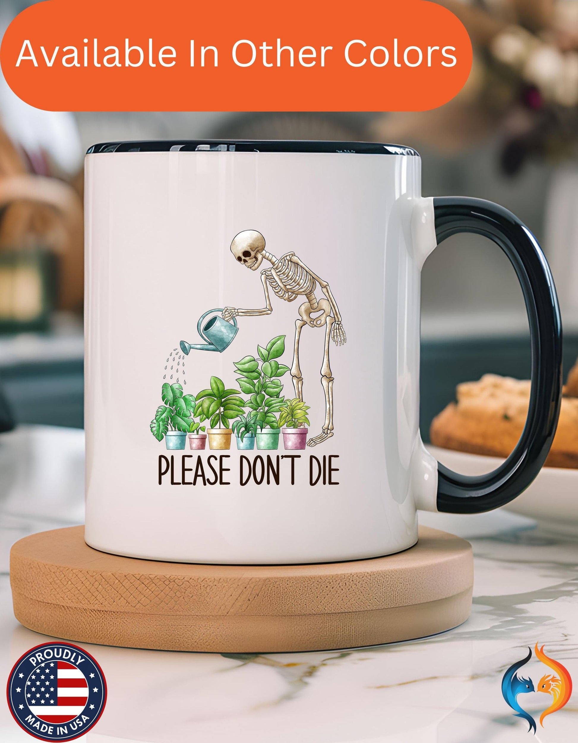 skeleton , Skeleton Watering Plants Mug Product Photo | Nutty Designs — alternate clean view