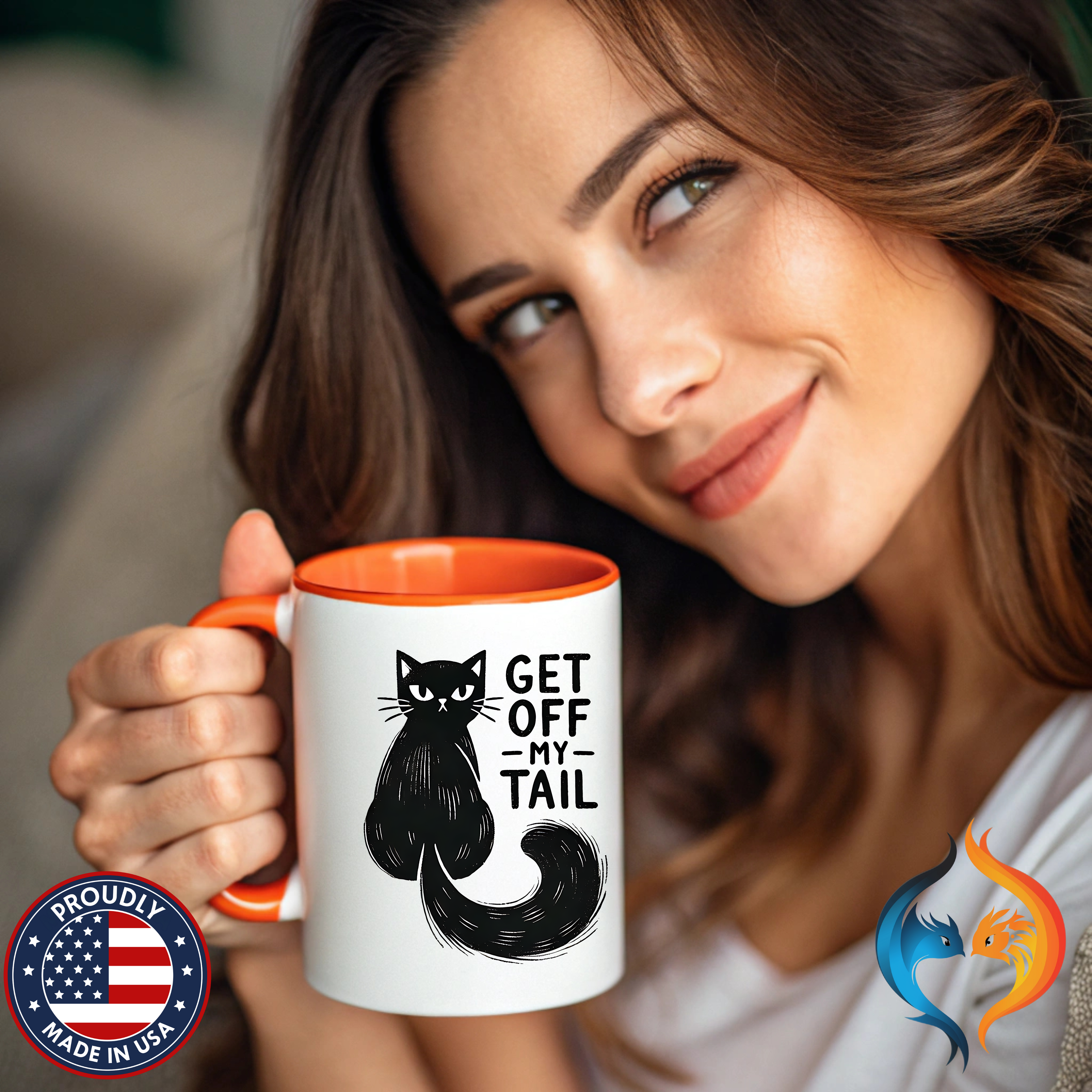 Get Off My Tail Cat , Sarcastic Tea Cup Mug Lifestyle Mockup | Nutty Designs — alternate clean view