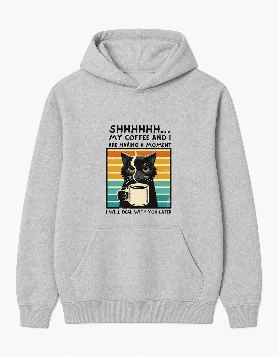 Coffee cat funny quote sport grey hoodie front product image