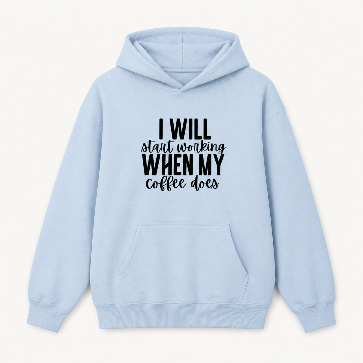 Coffee lover quote light blue hoodie front product image