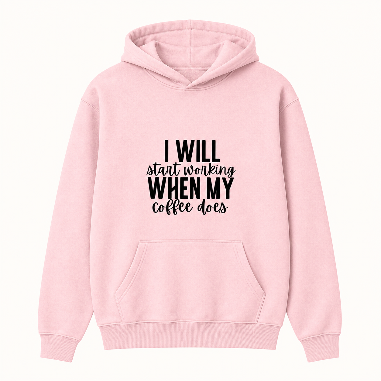Coffee lover quote light pink hoodie front product image