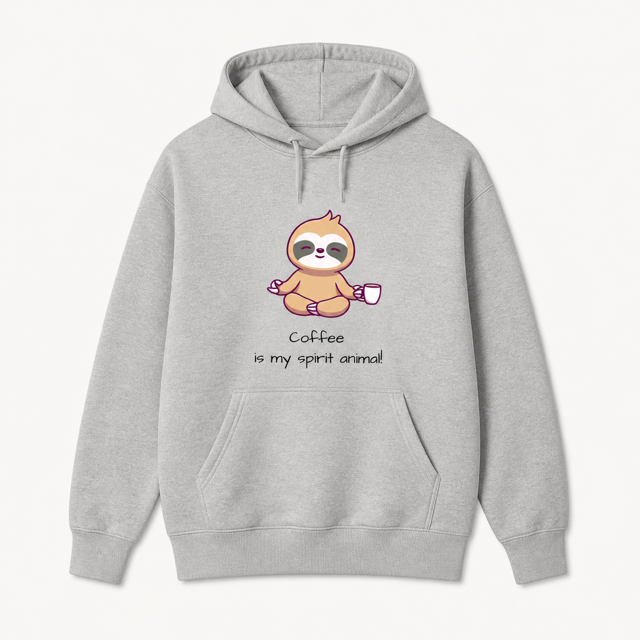 Coffee is my spirit animal sloth sport grey hoodie front product image