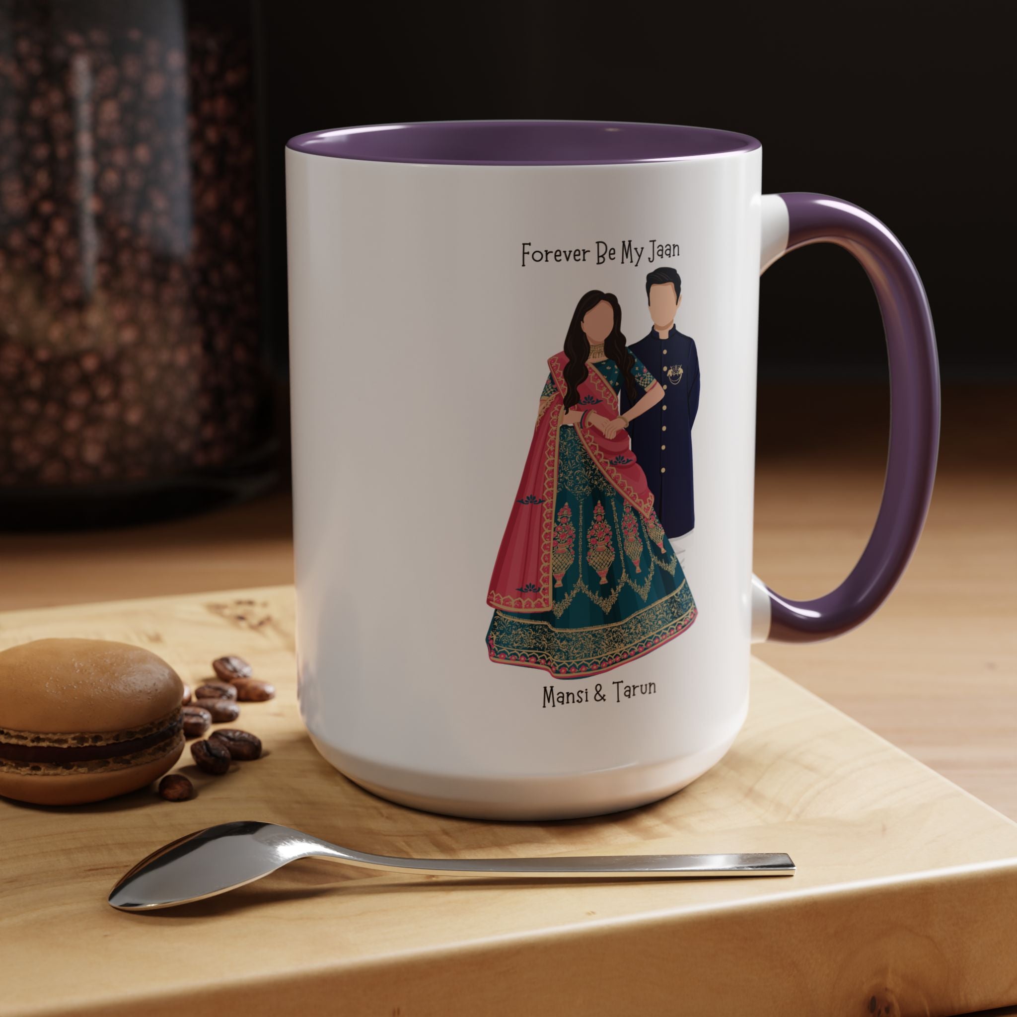 Forever Be My Jaan Desi Couples Personalized Romantic Mug, Accent Cup 11/15oz, Anniversary Wedding Valentines V-Day Mug, Custom Couples Gift