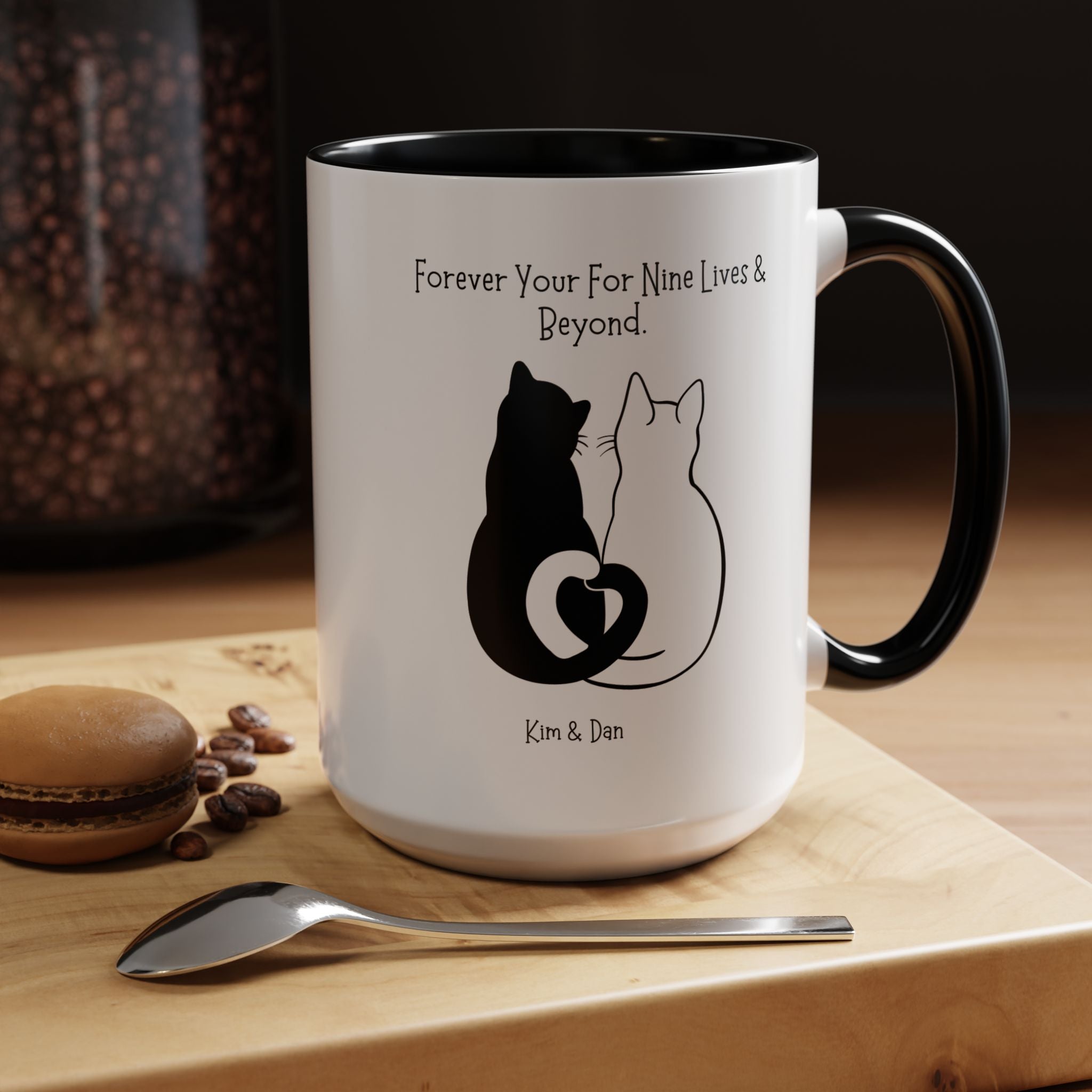 Forever Yours For Nine Lives And Beyond Personalized Romantic Mug, Accent Cup 11/15oz, Anniversary Valentines V-Day Mug, Custom Couples Gift