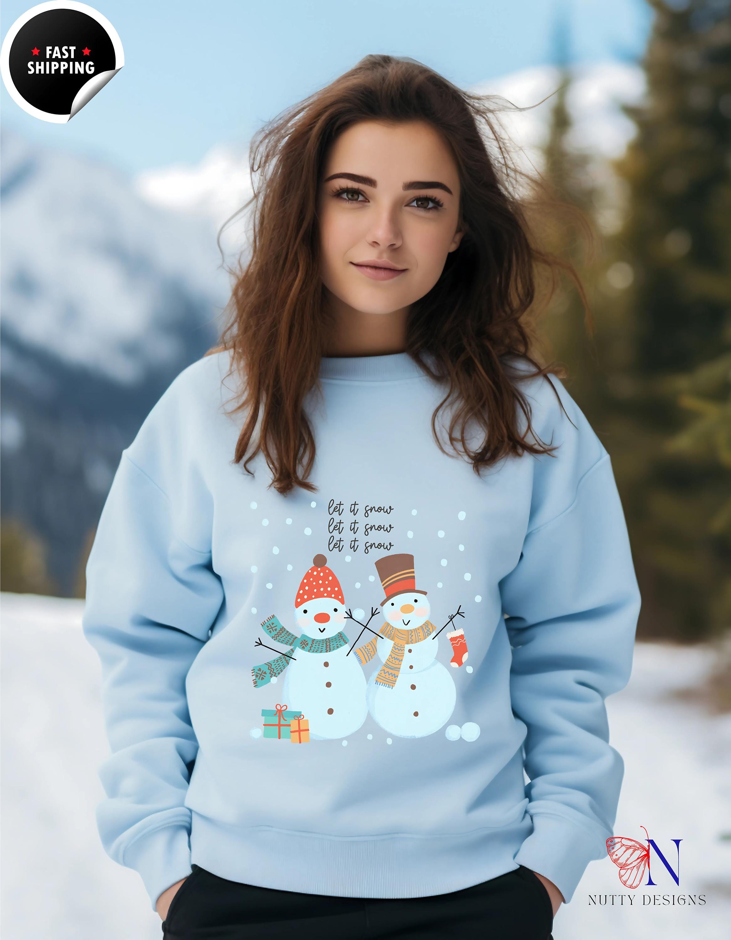 Let It Snow Sweatshirt | Cute Snowmen Winter Sweatshirt | Cozy Winter Apparel | Holiday Gift for Her